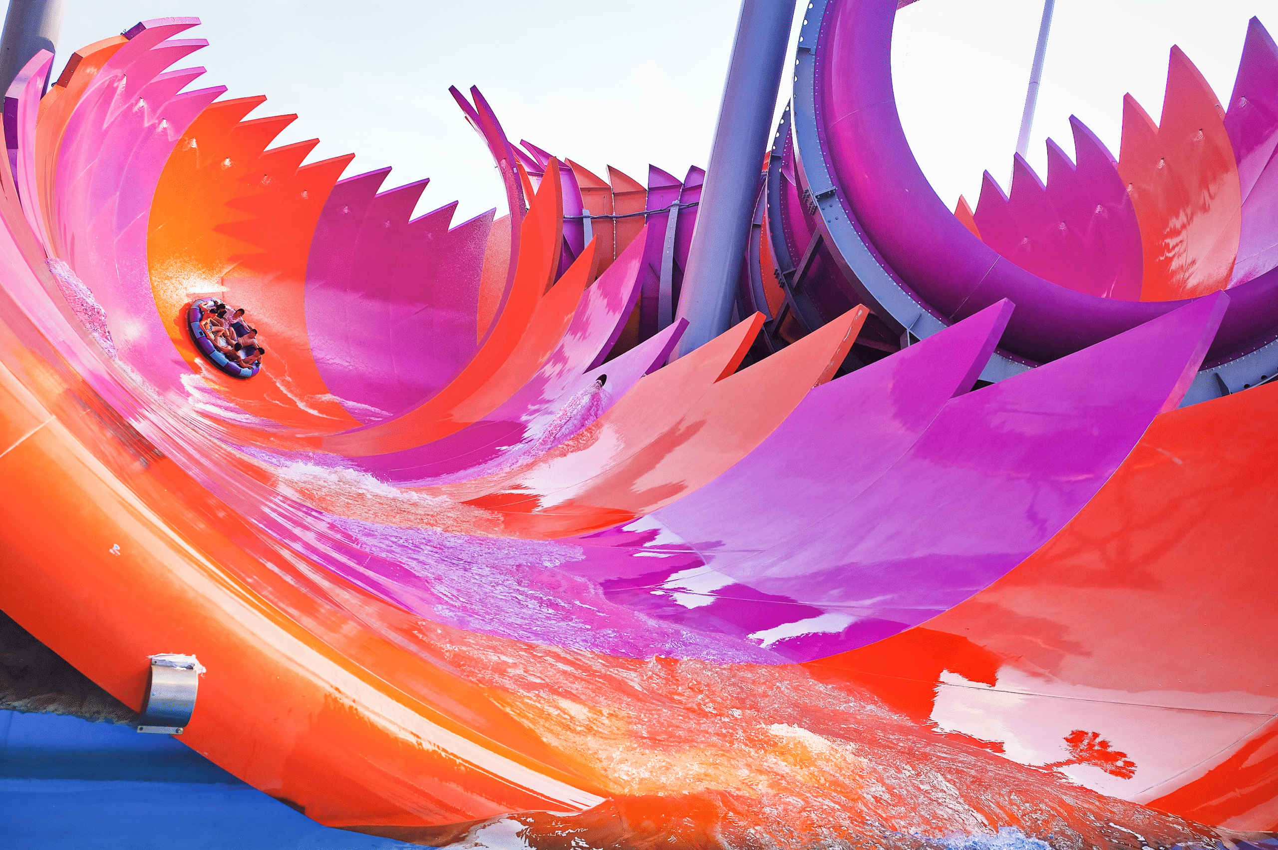 A raft coming down the Anaconda water slide