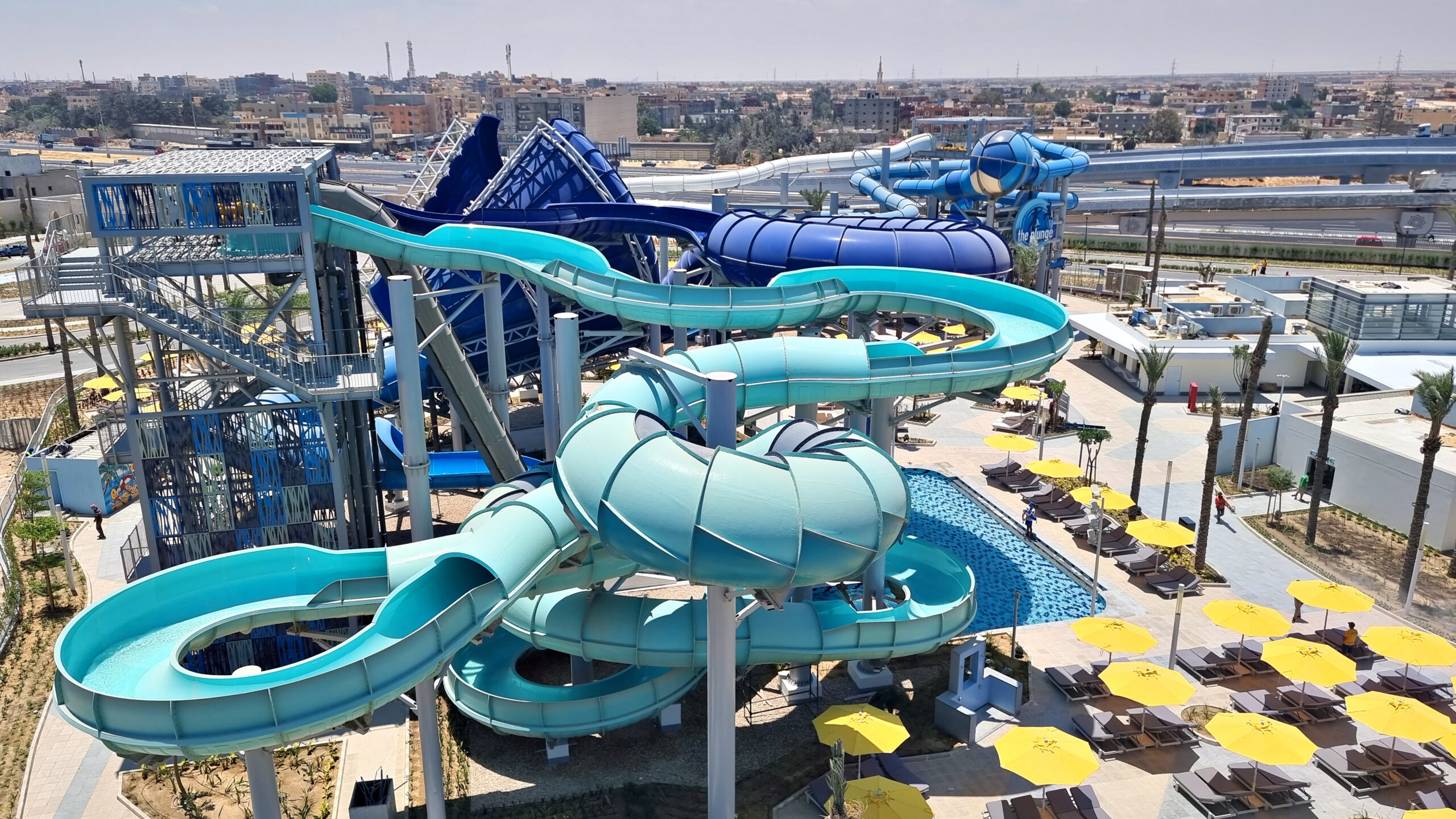 A water park from above