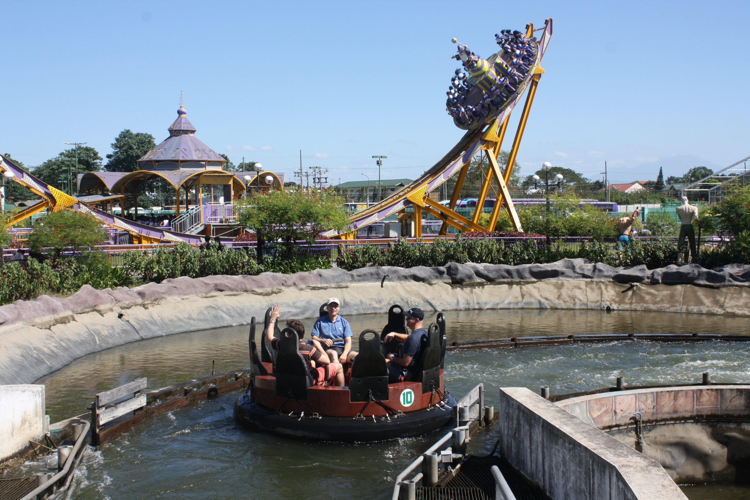 A river raft ride inside an amusement park