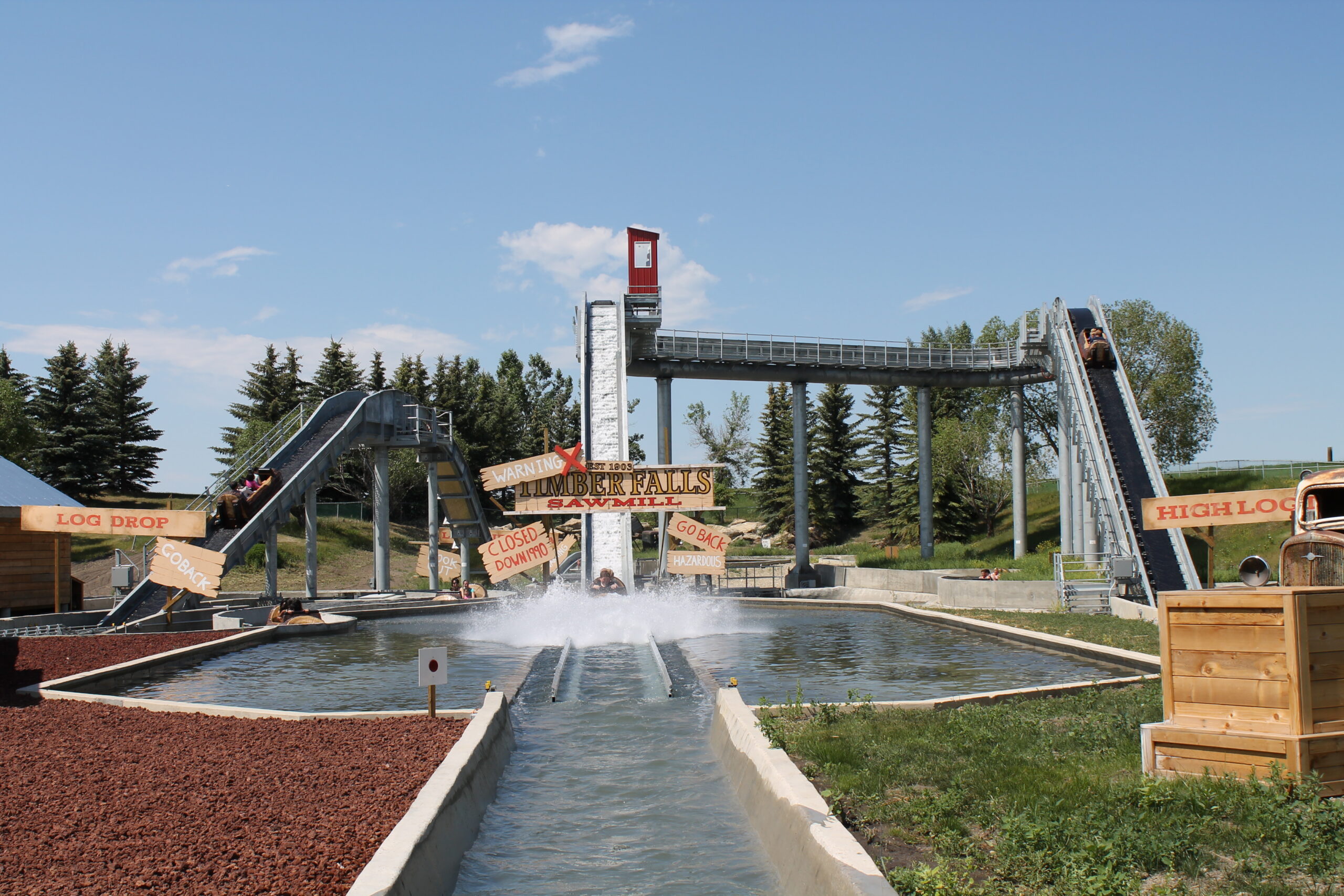 Log flume ride with a splash