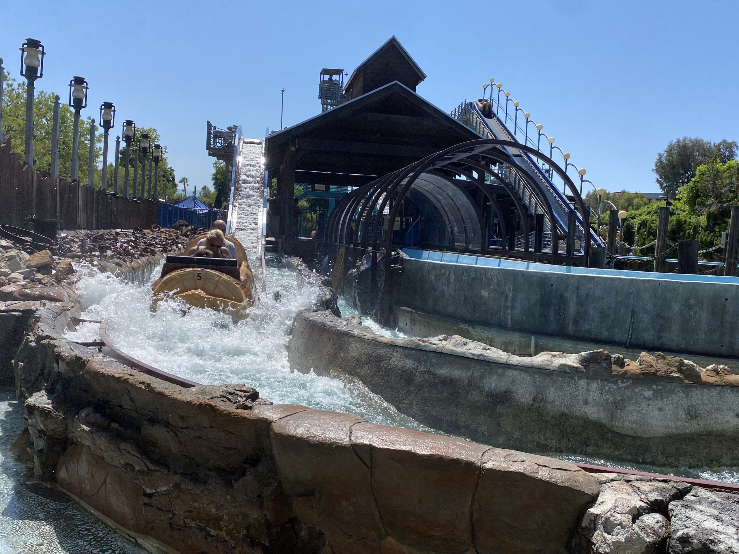 A log flume boat after the splashdown