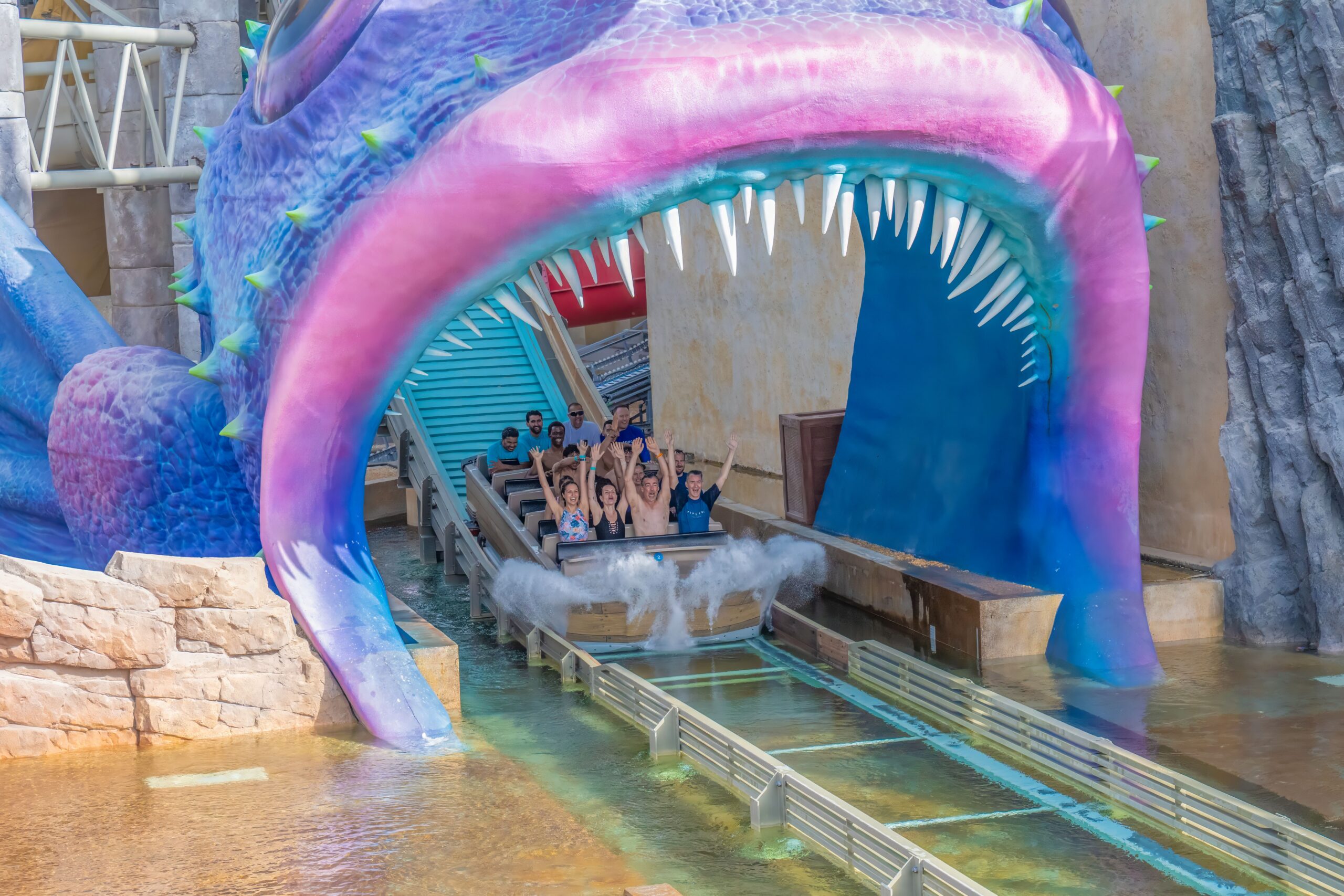 Riders in a Shoot the Chute boat