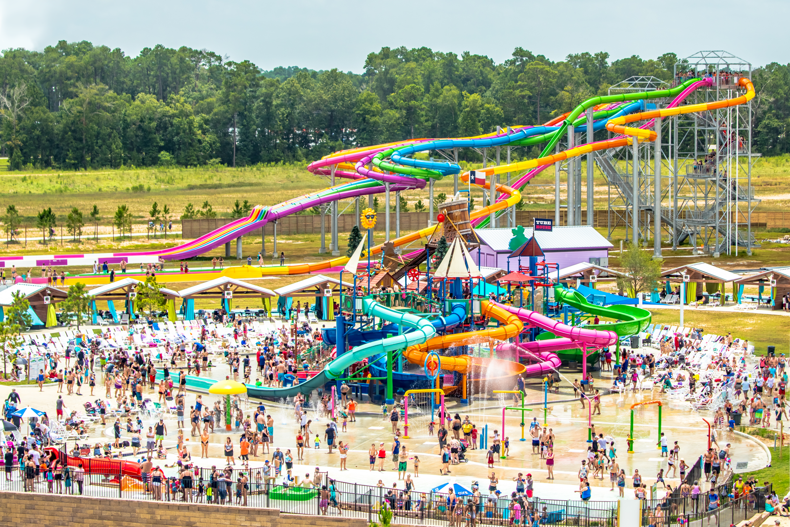 Many people in waterpark