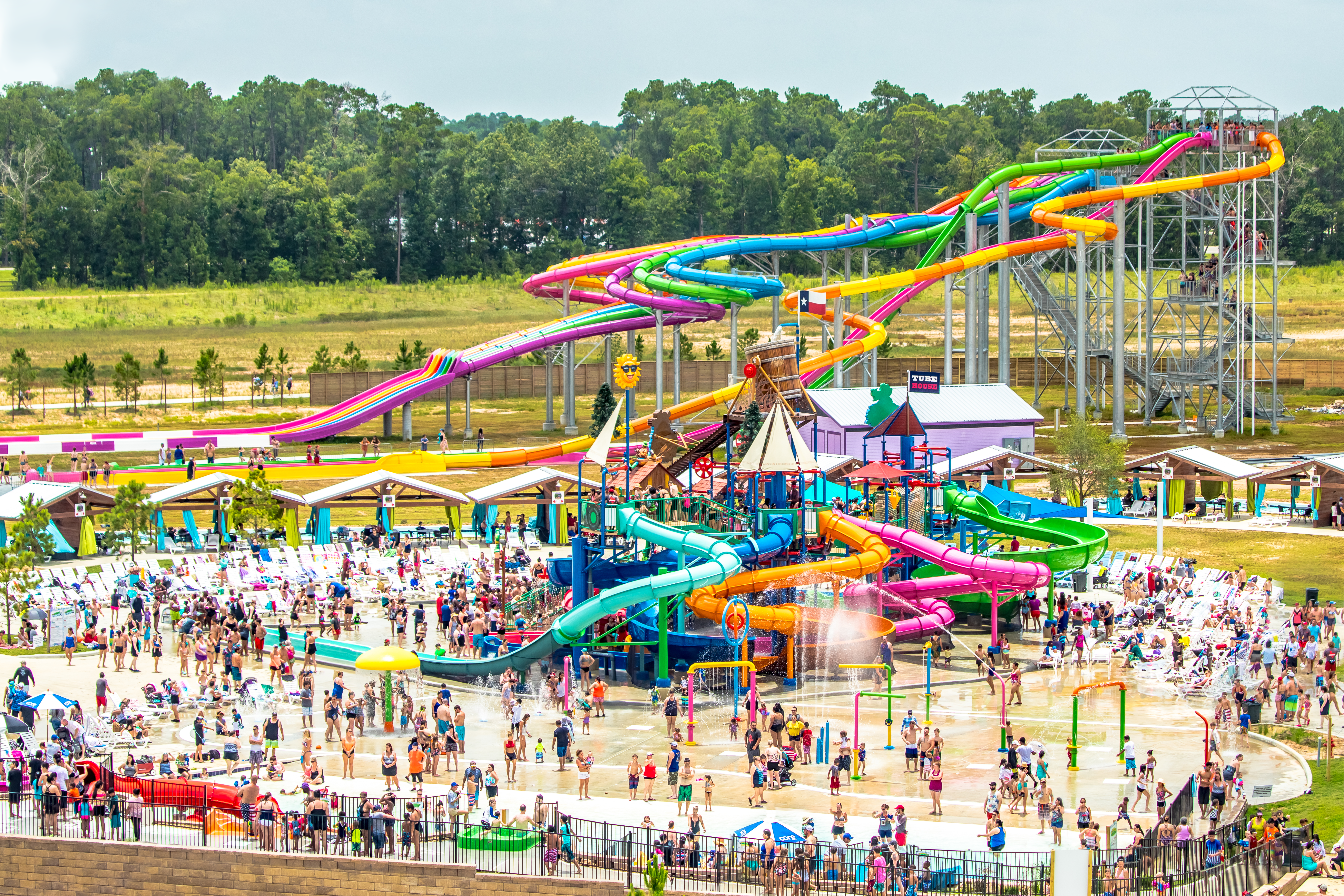 Many people in waterpark