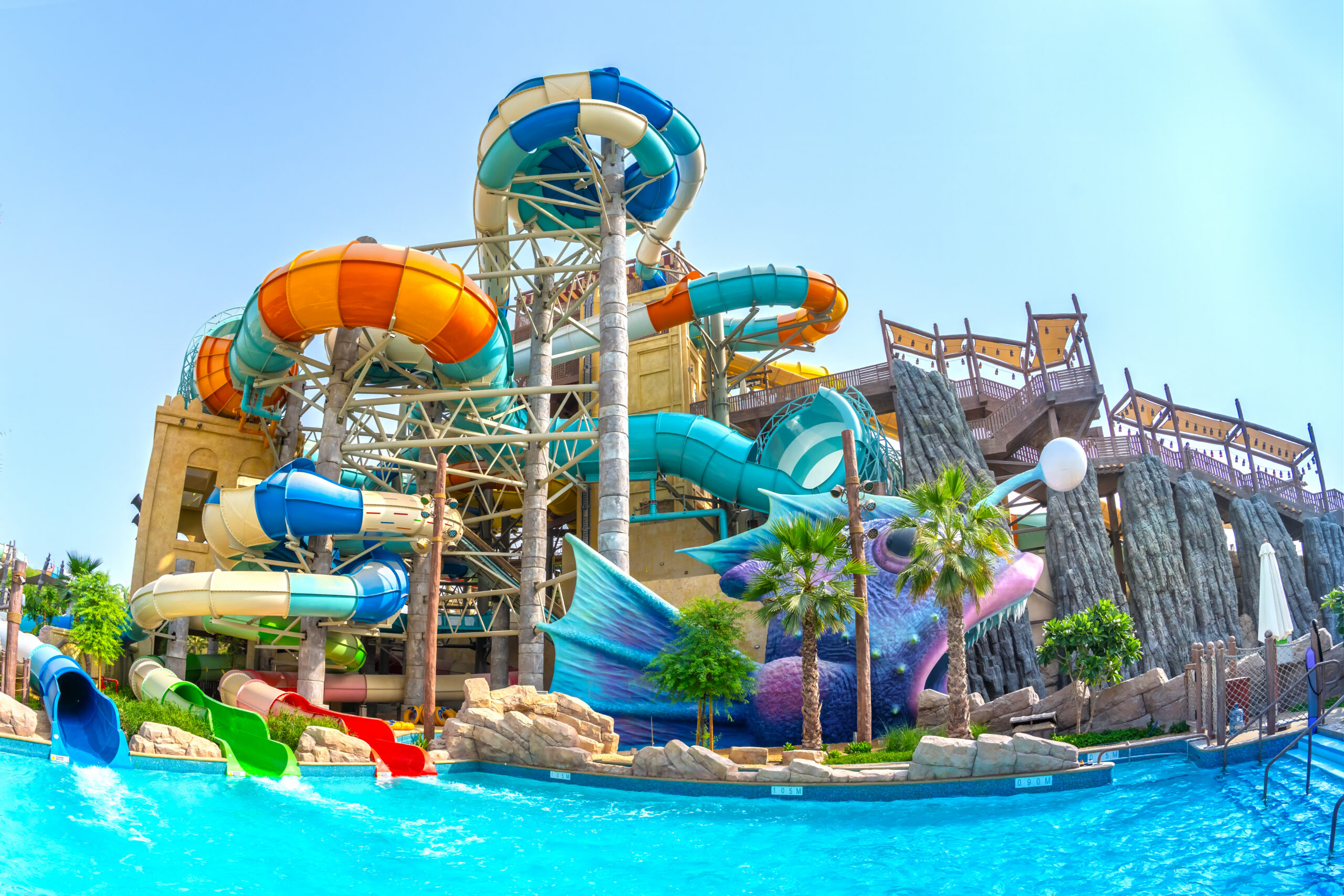 Colour water slide tower