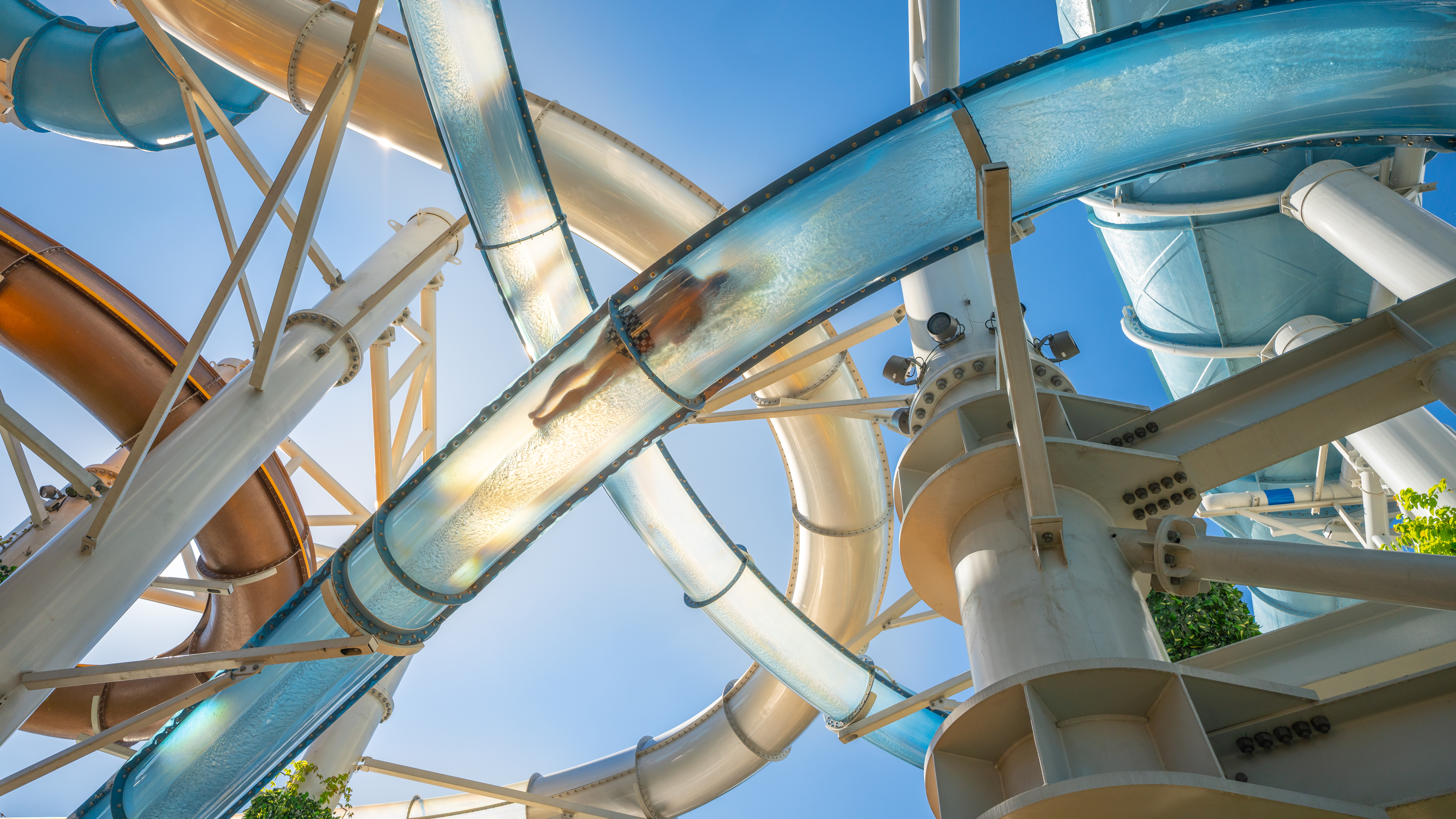 Flatline Loop translucent body water slide at Studio City Water Park