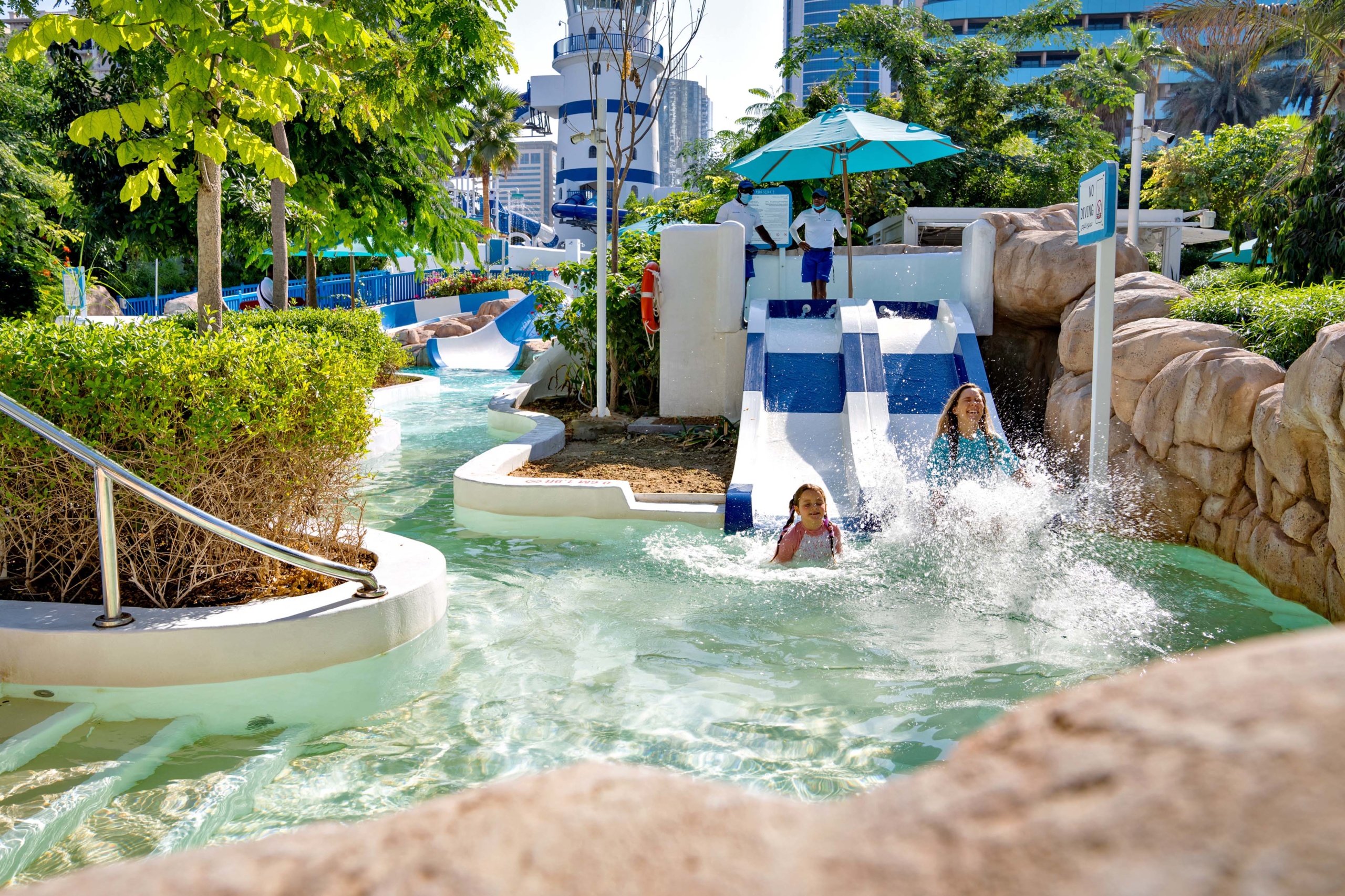 Kids' water slide at a resort