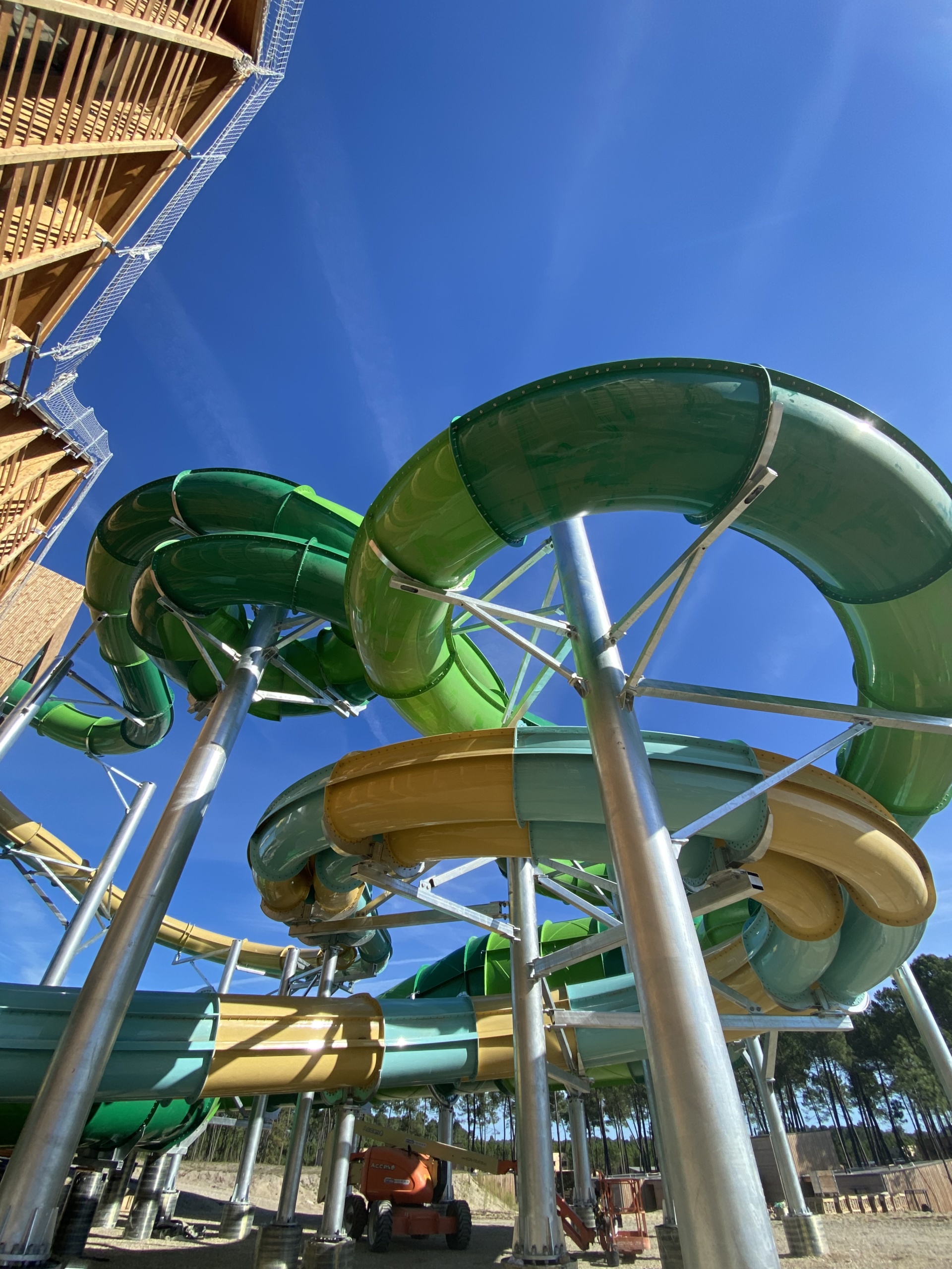 Light blue and green water slides