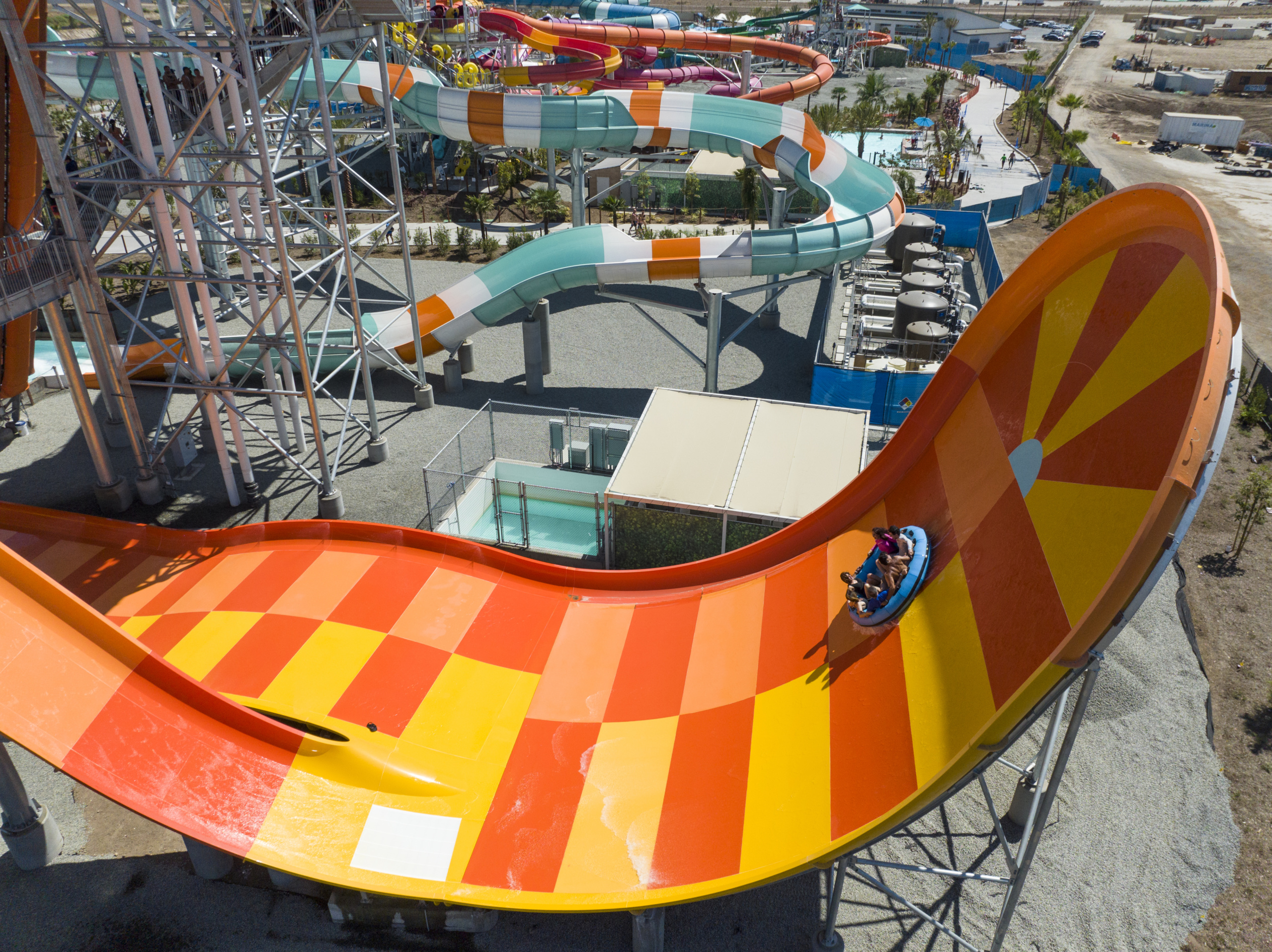 Yellow and orange Boomerango water slide