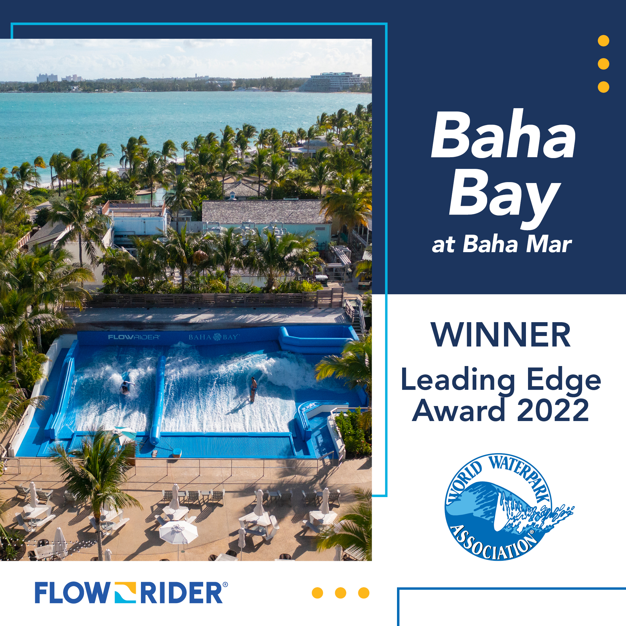 Award graphic with FlowRider surf machine at water park