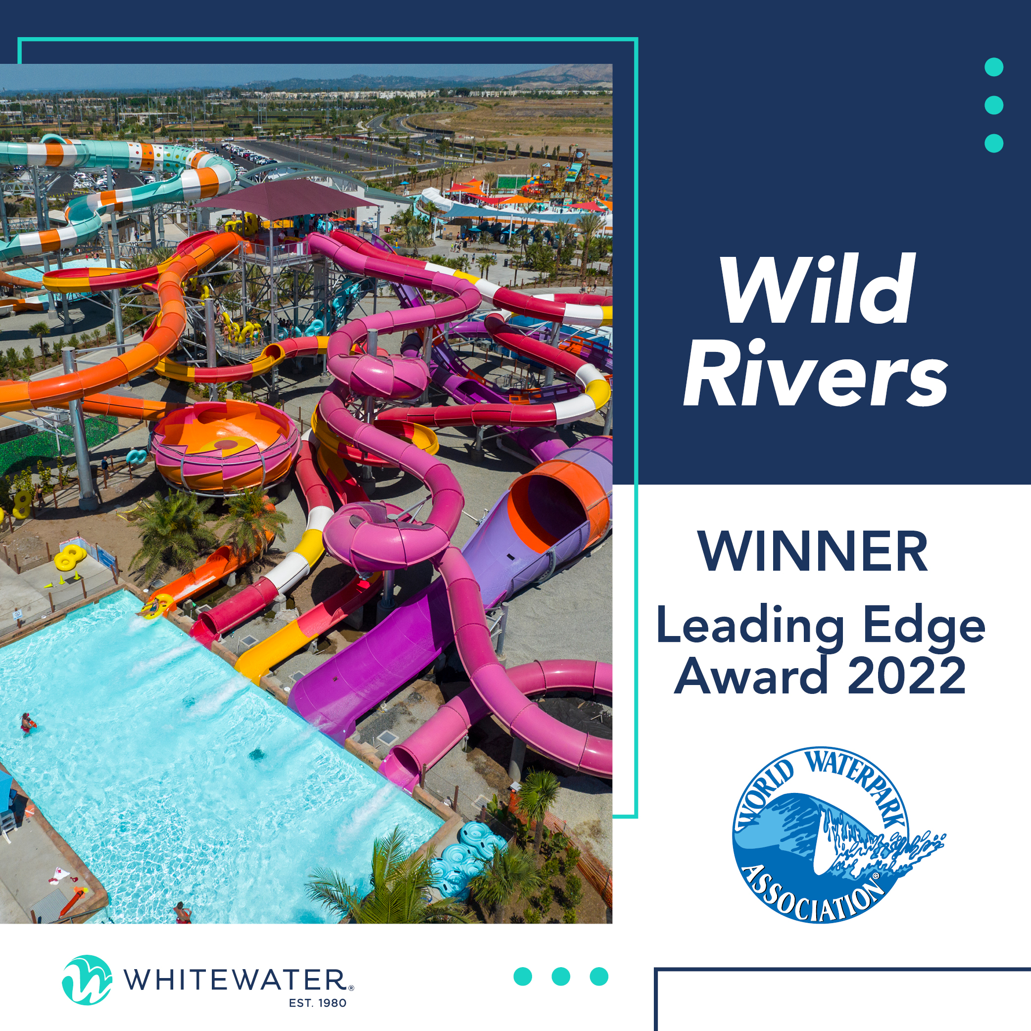 Award graphic with water park with colorful slides