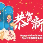 Chinese New Year greeting with two rabbits riding up Boomerango walls