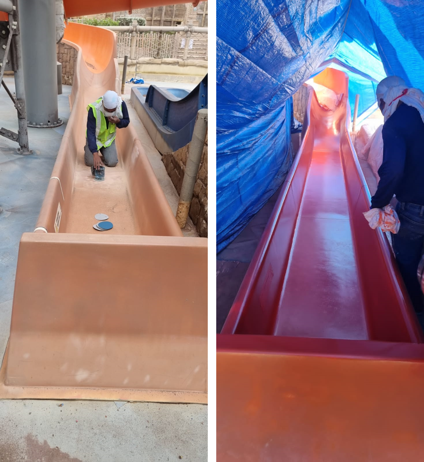 Water slide restoration and refurbishment