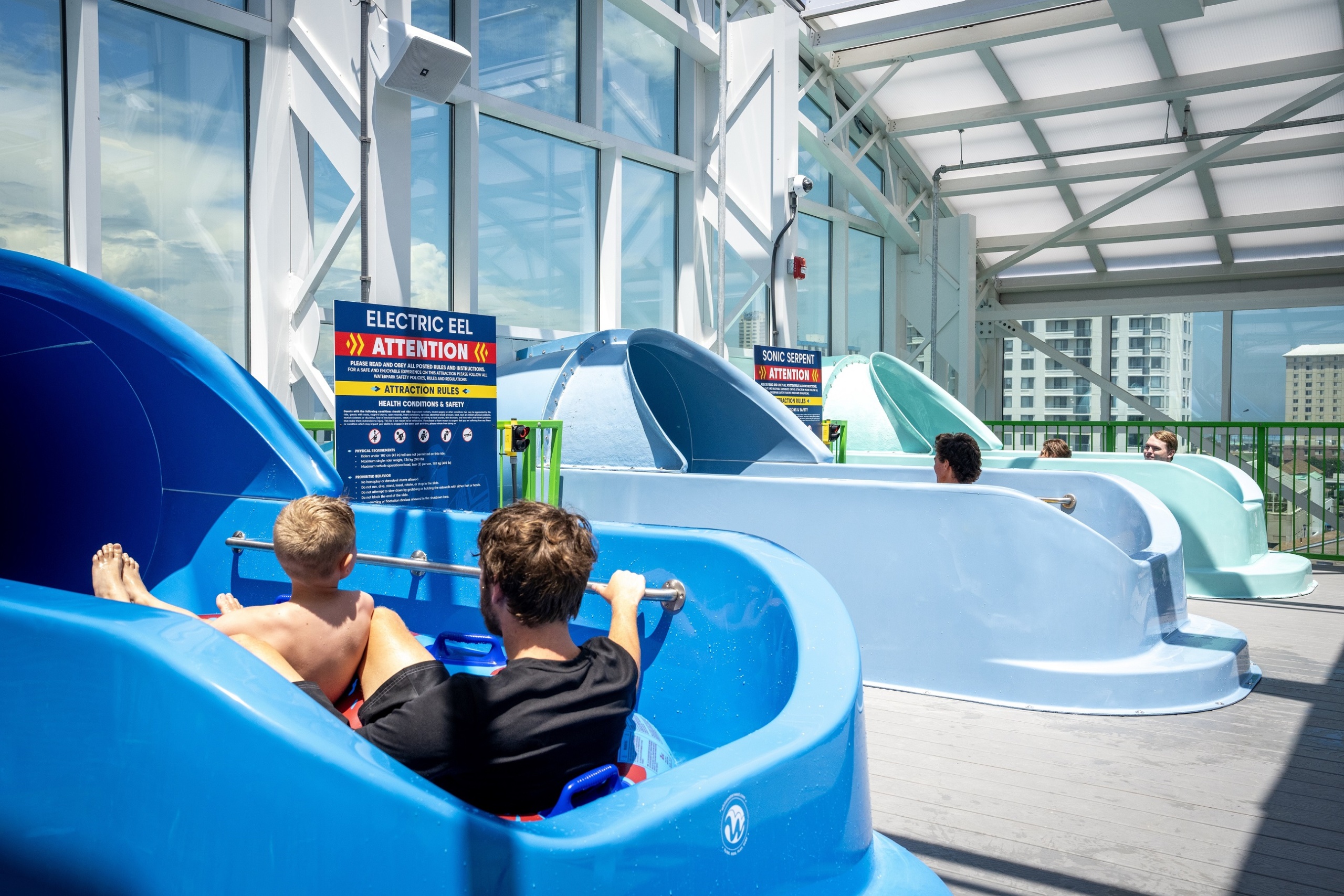 Top of water slide tower indoor