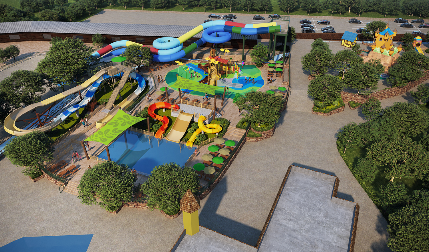 Render of kids' area in a water park