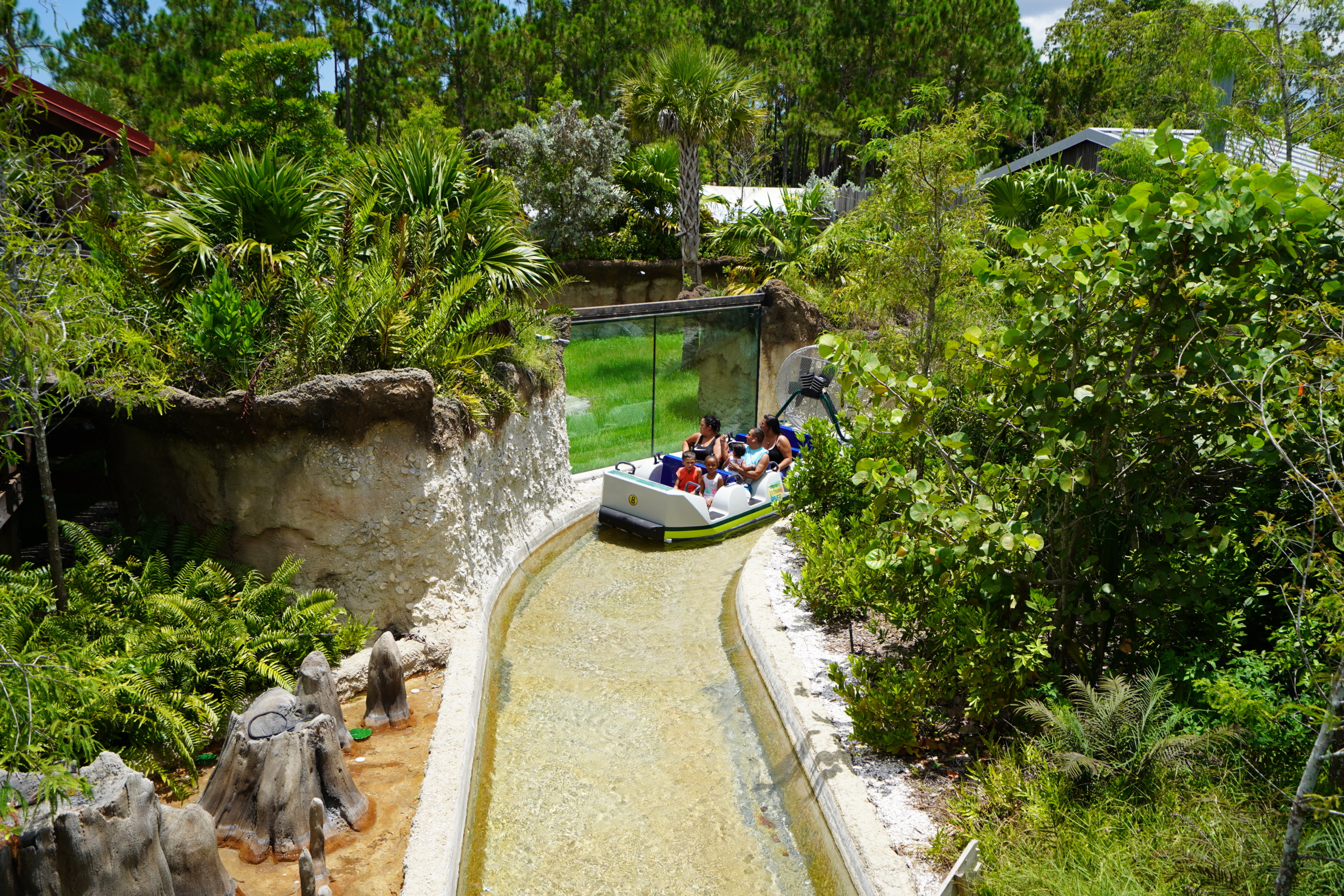 Passengers in water ride boat