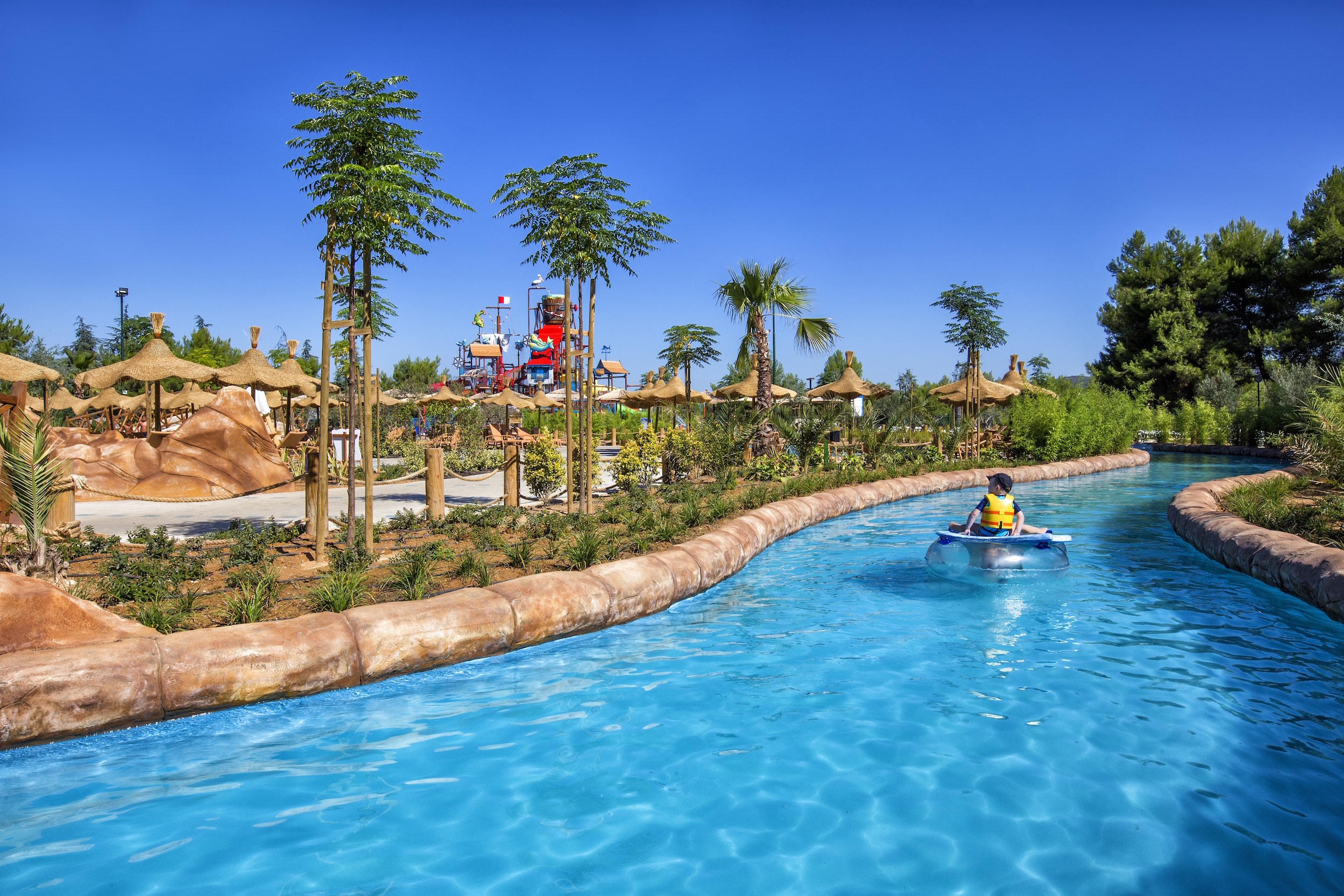 A lazy river at a resort