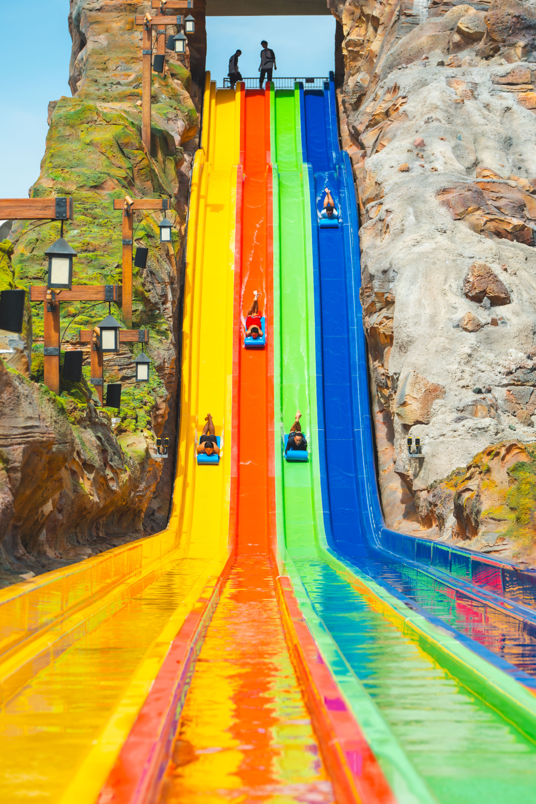 Colorful four-lane mat racer