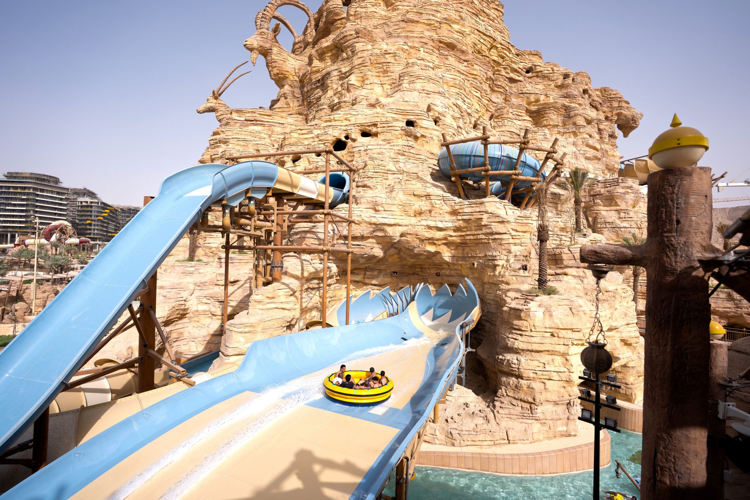 A family water coaster in the desert
