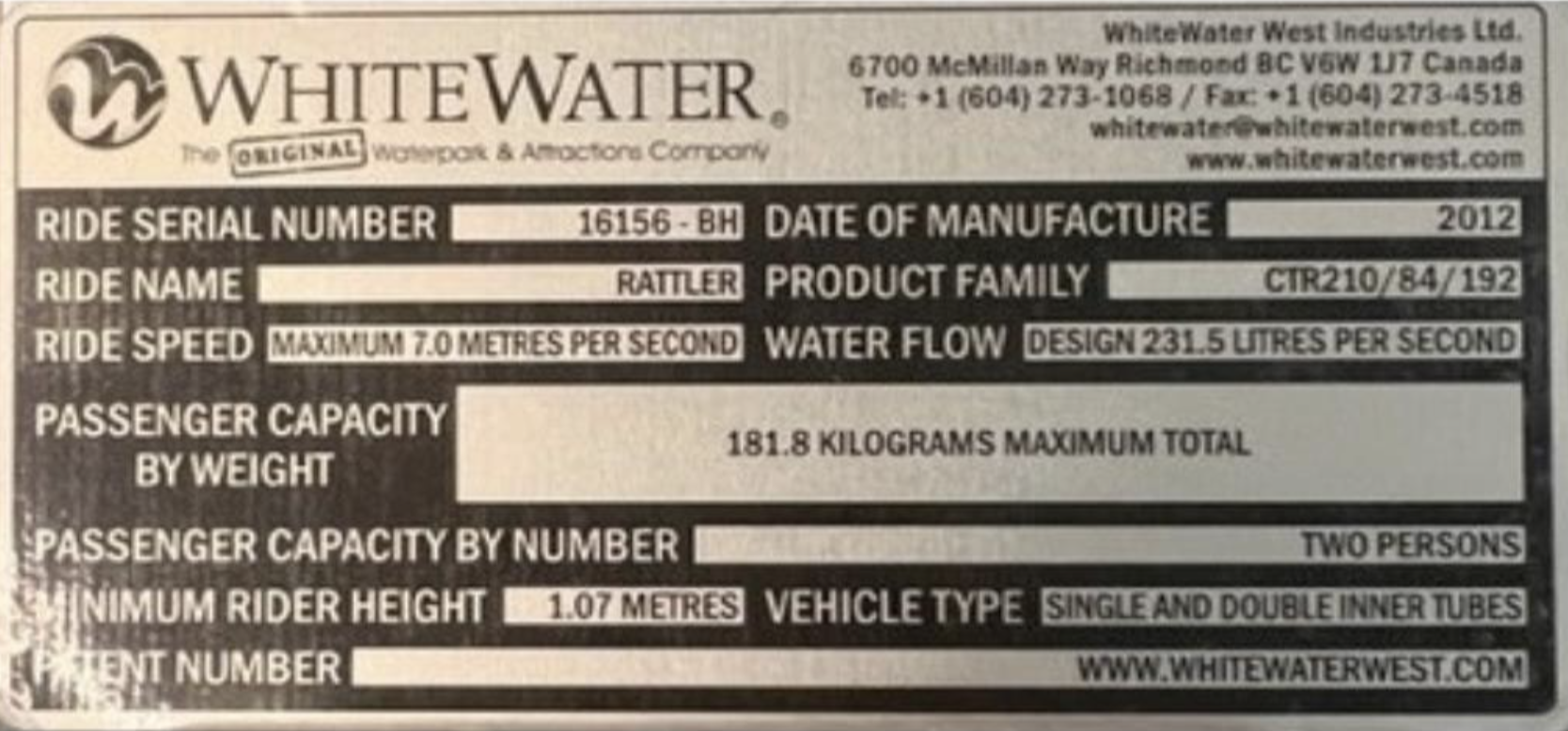 WhiteWater Data Plate