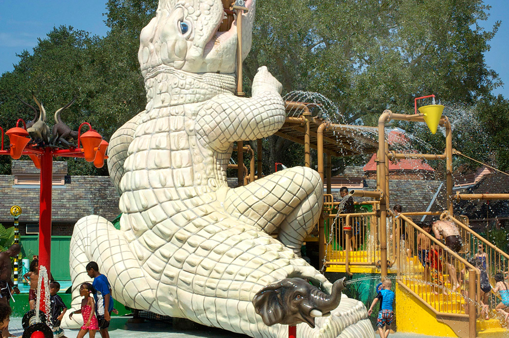White alligator on aquatic play structure
