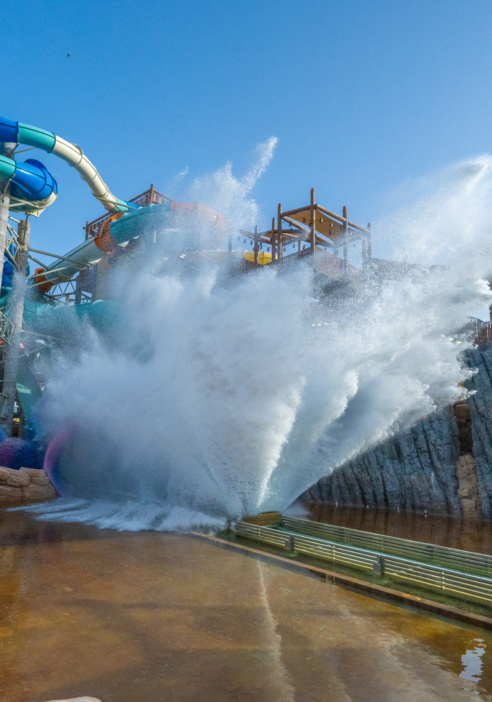 A huge splash from a water ride