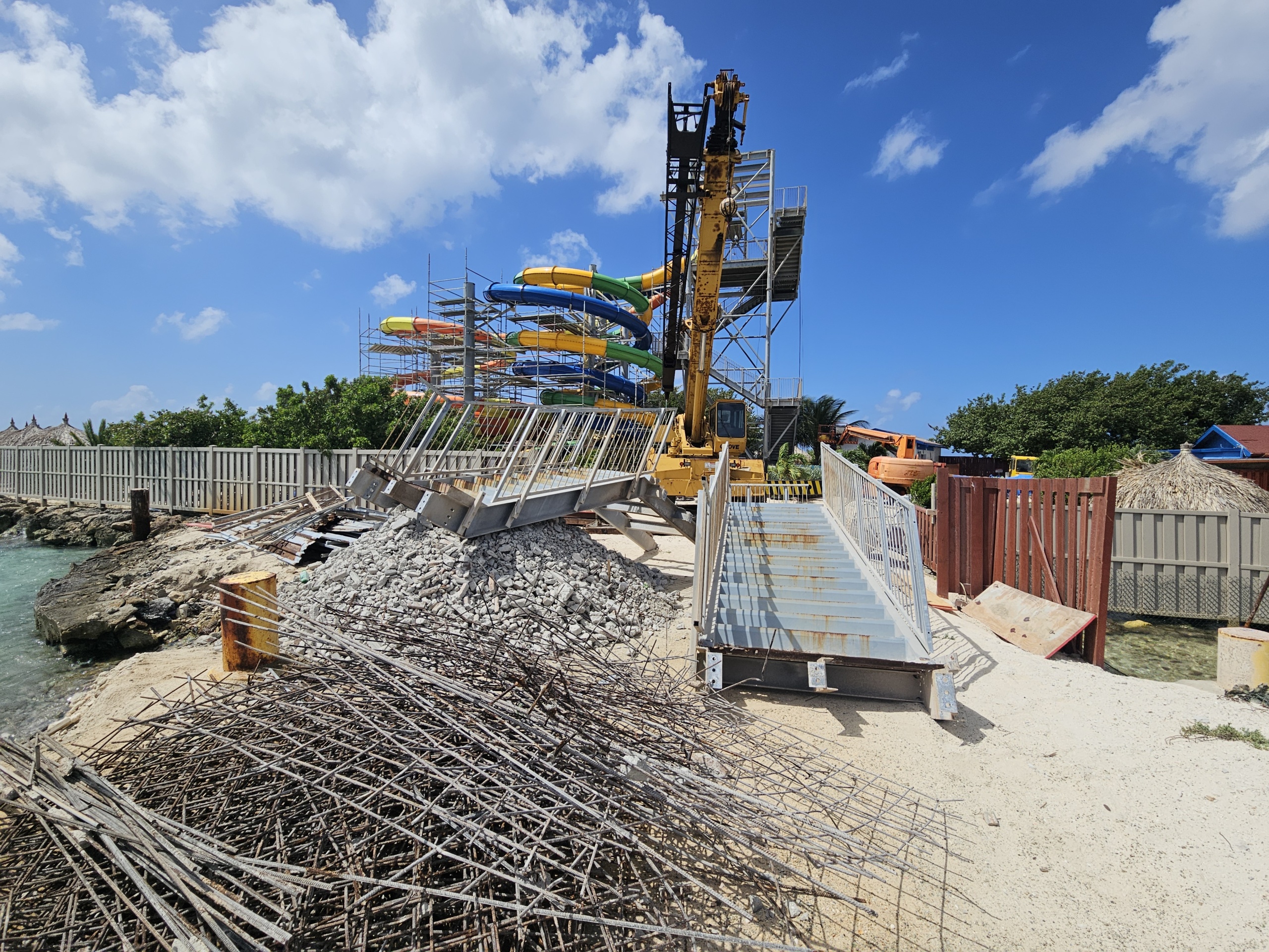 Debris from slide tower demolition