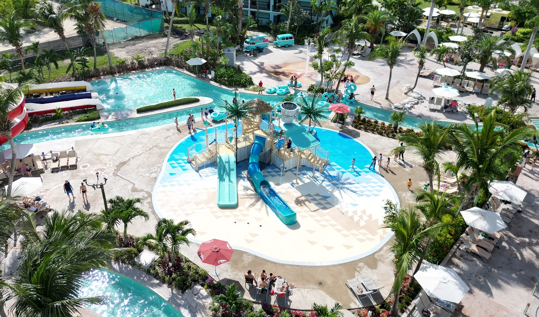 aquatic play structure at a hotel water park
