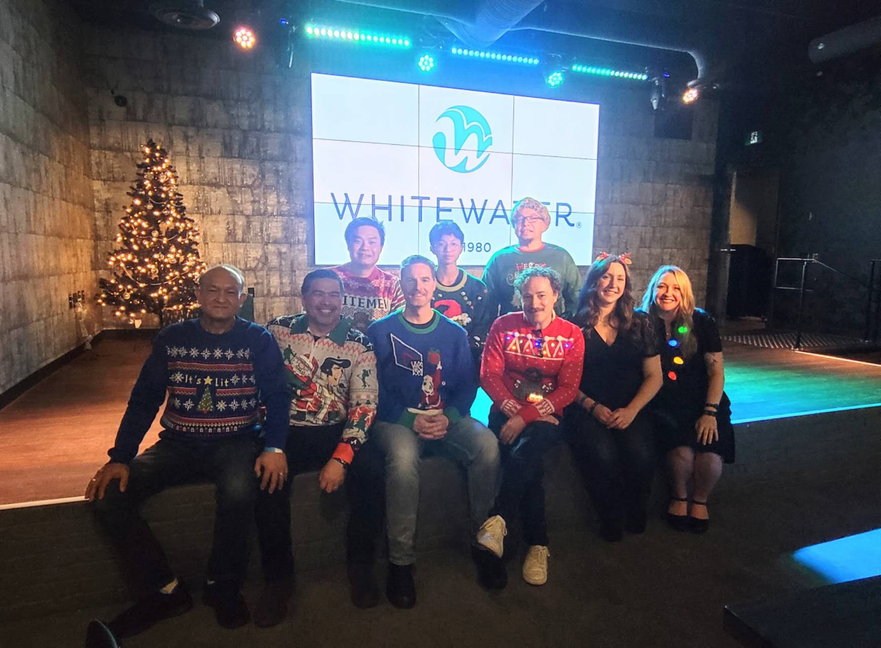 A group of people at a Christmas party