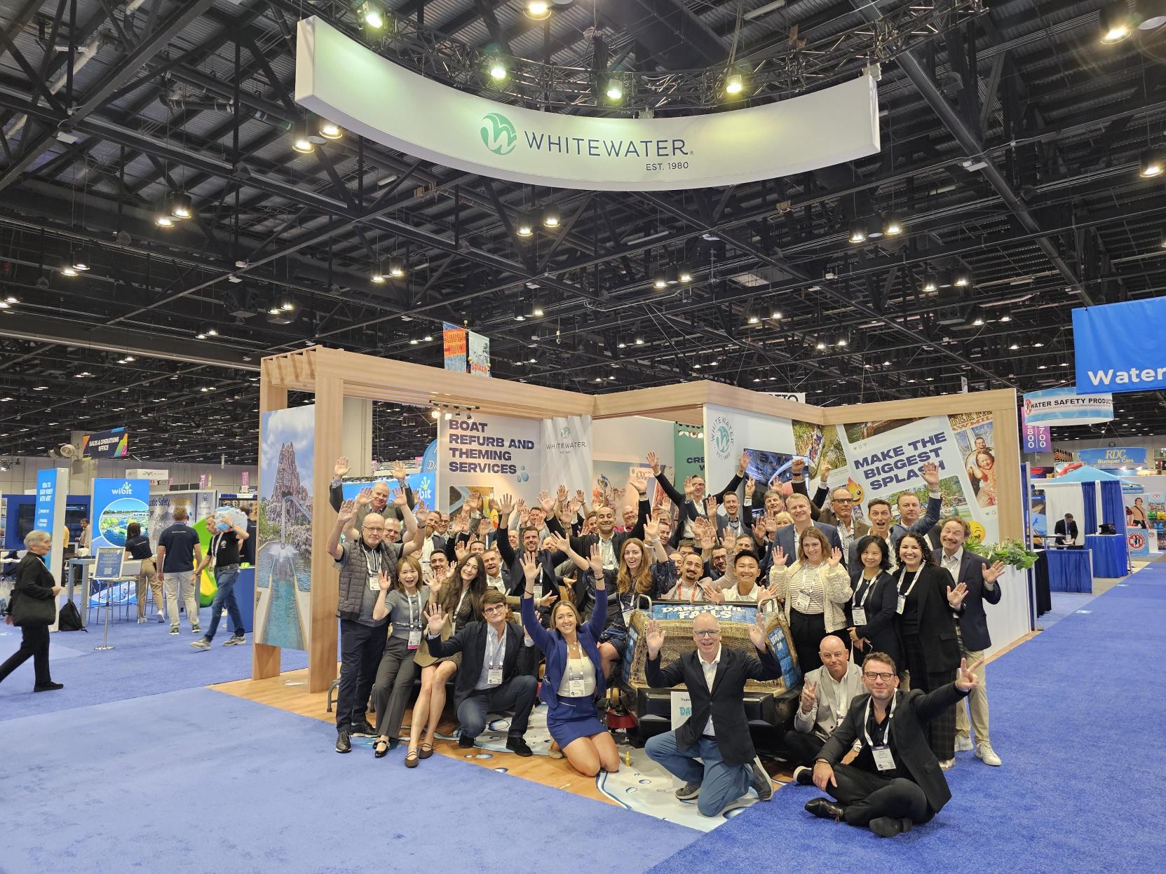 A company group picture at a trade show
