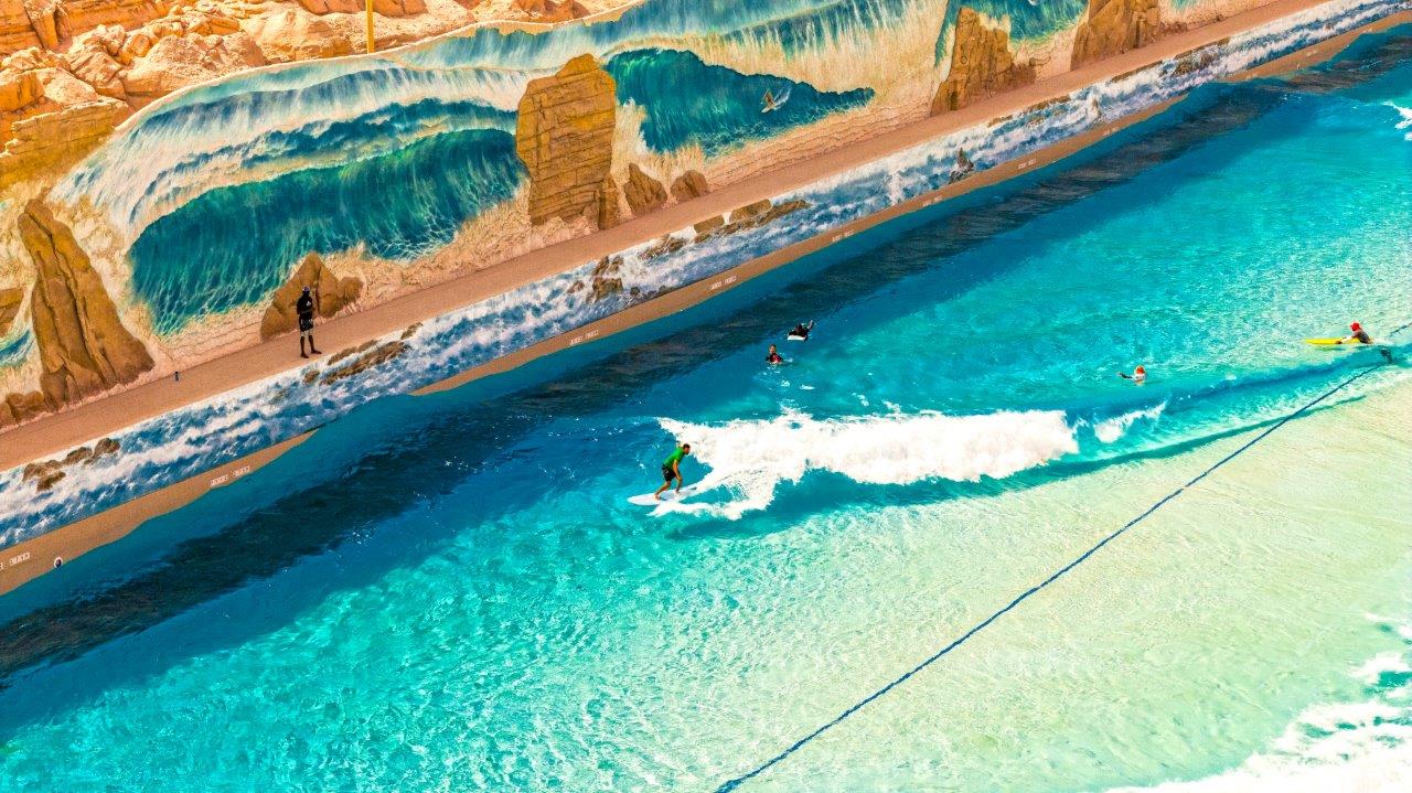 surfing in a surf pool
