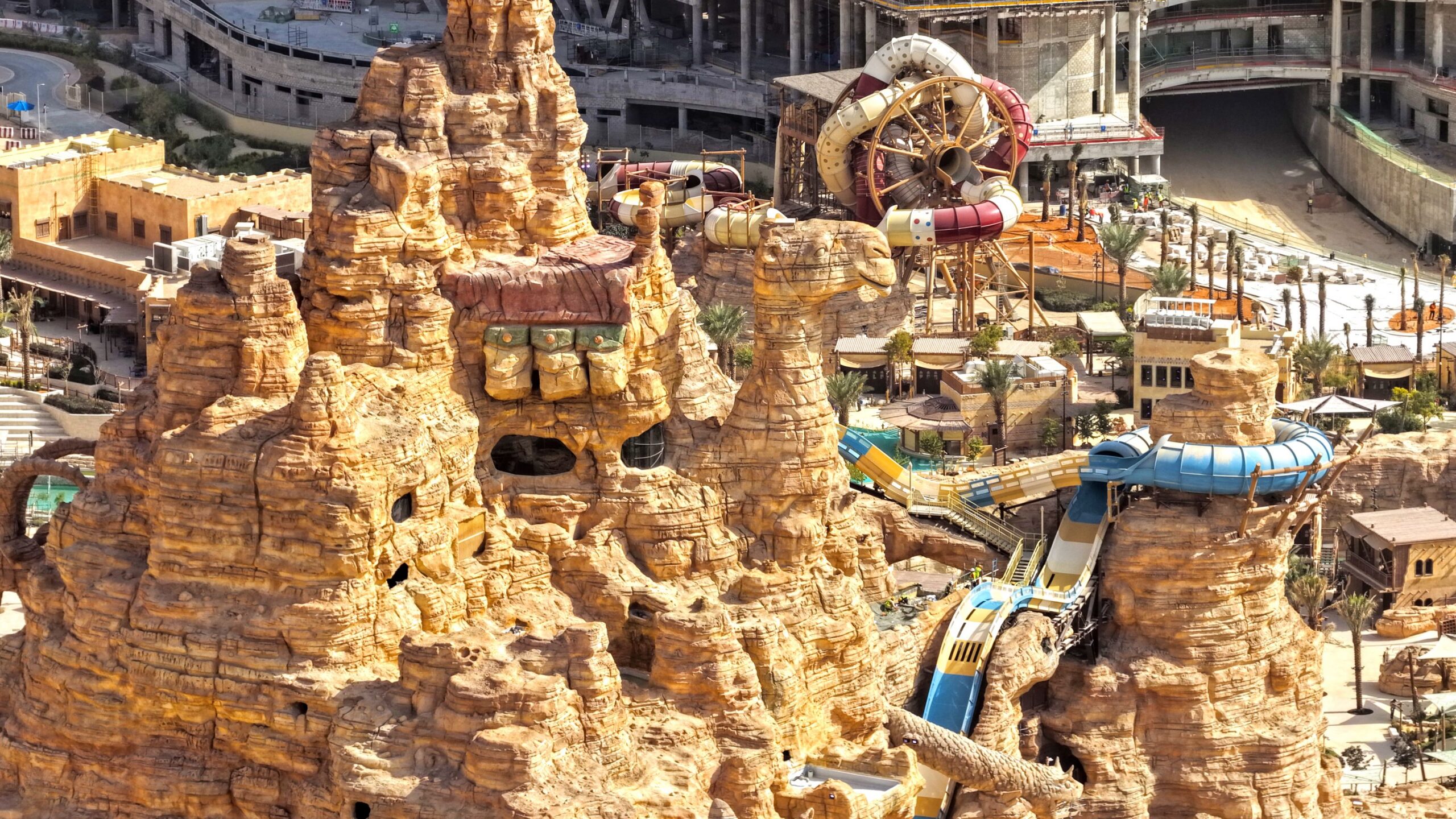 water slide in rockwork