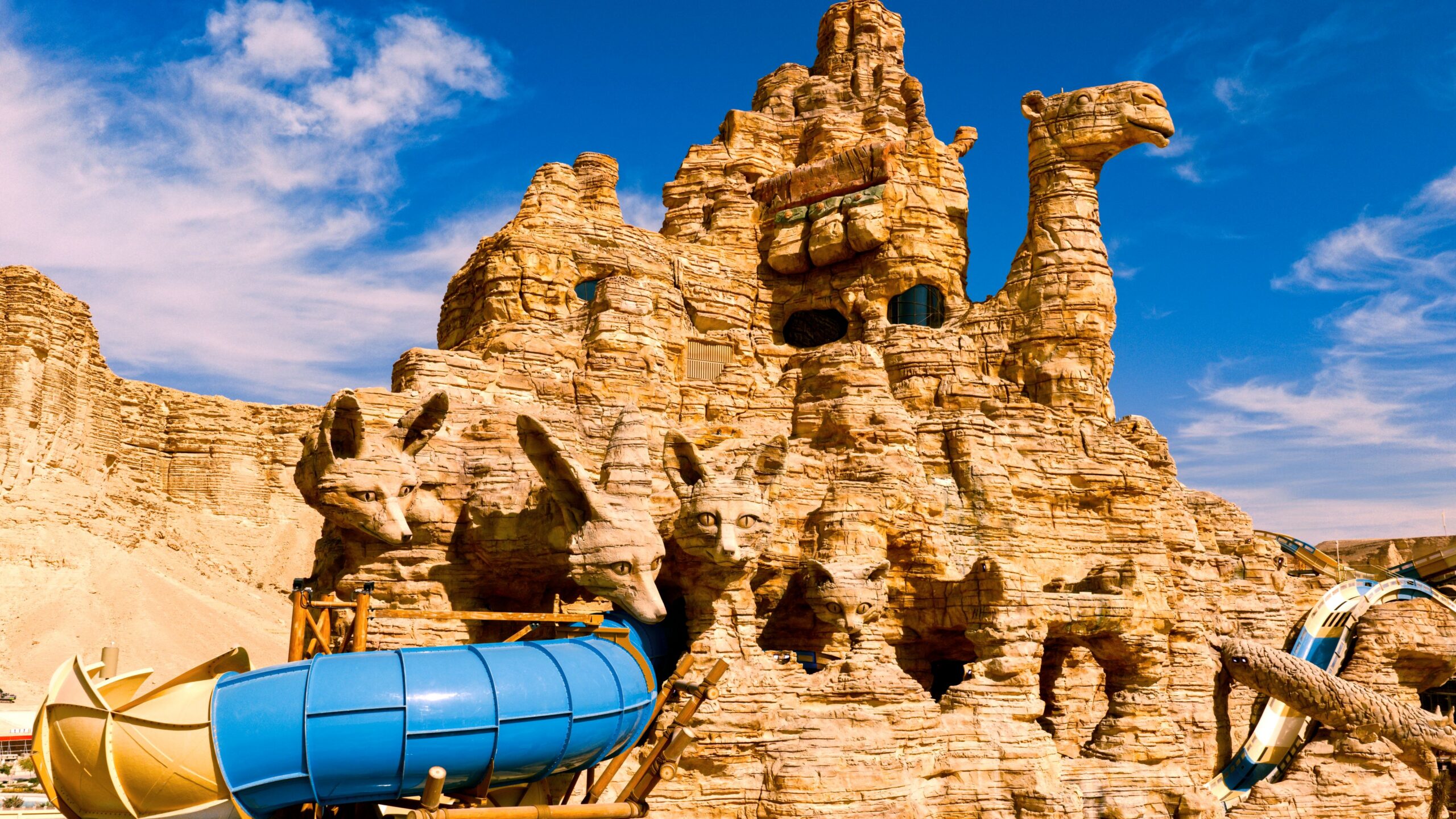 water slide in rockwork