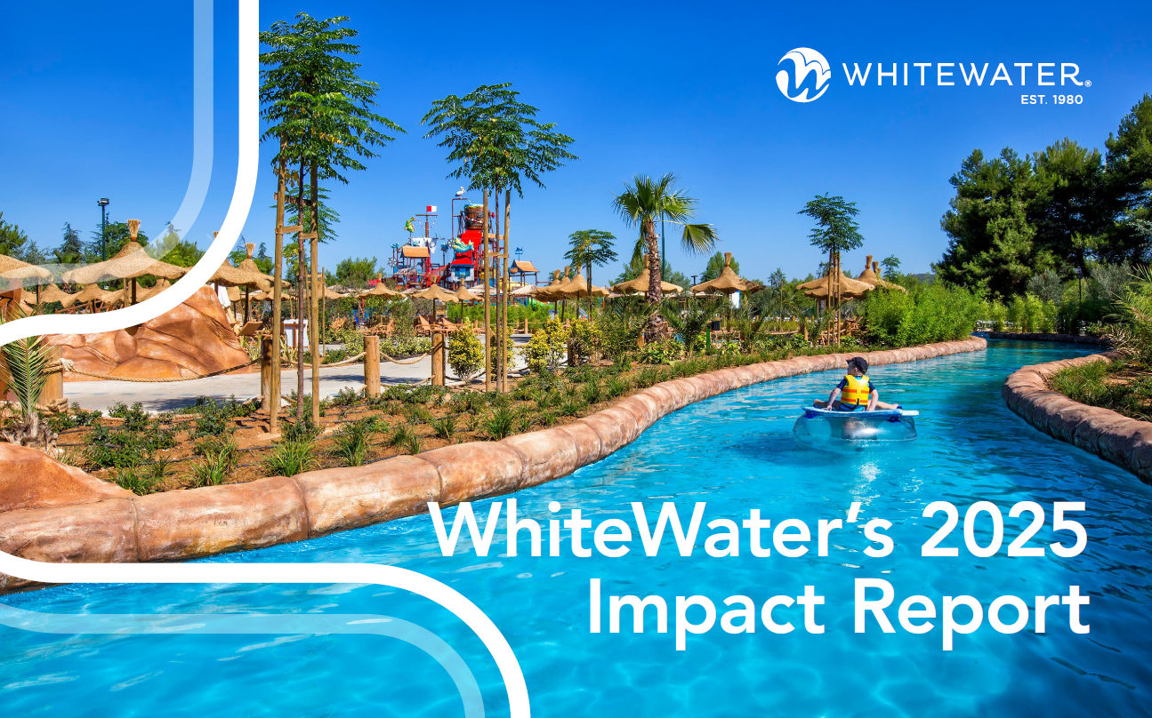 A lazy river at a water park -- cover image for the impact report