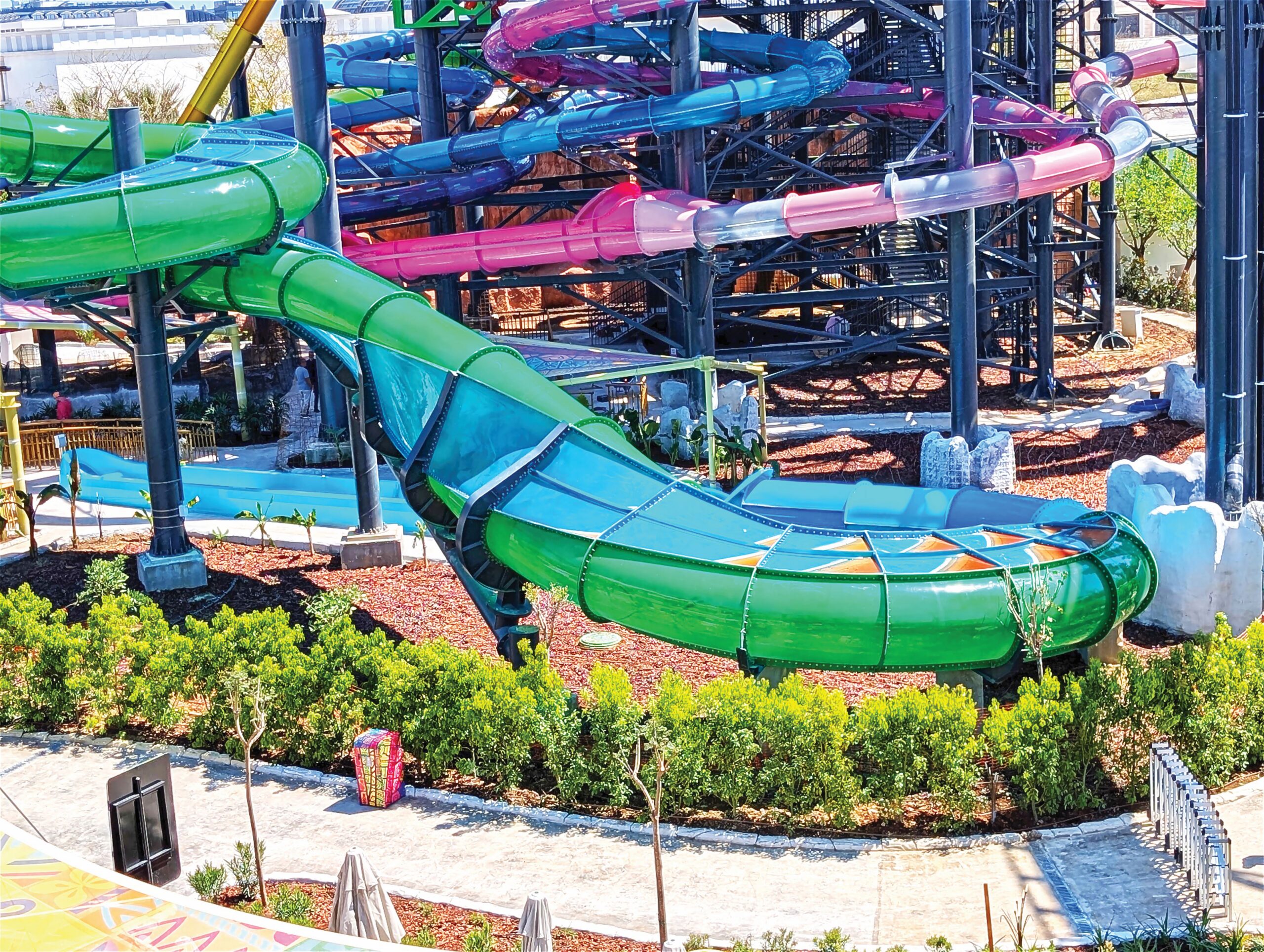 A twisting flume at a water park
