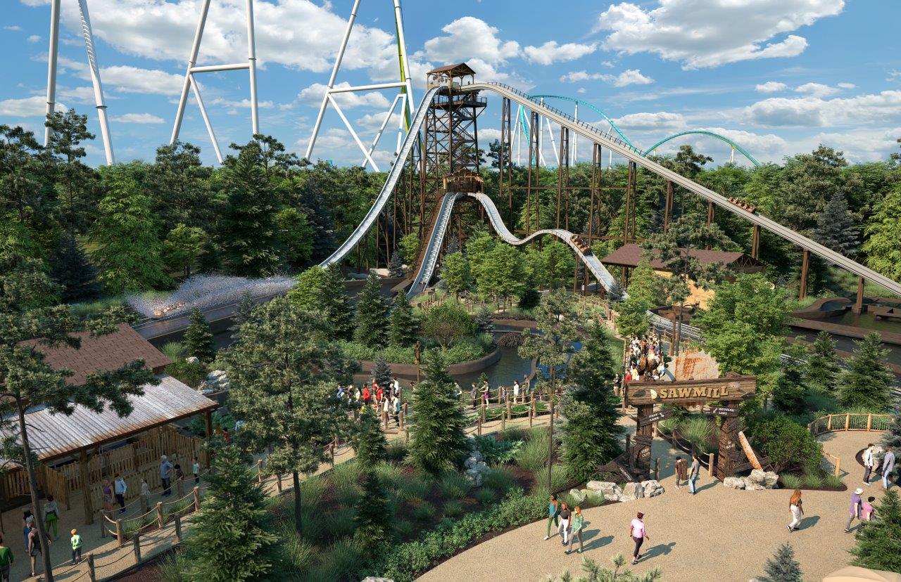 A render of a record-breaking flume ride