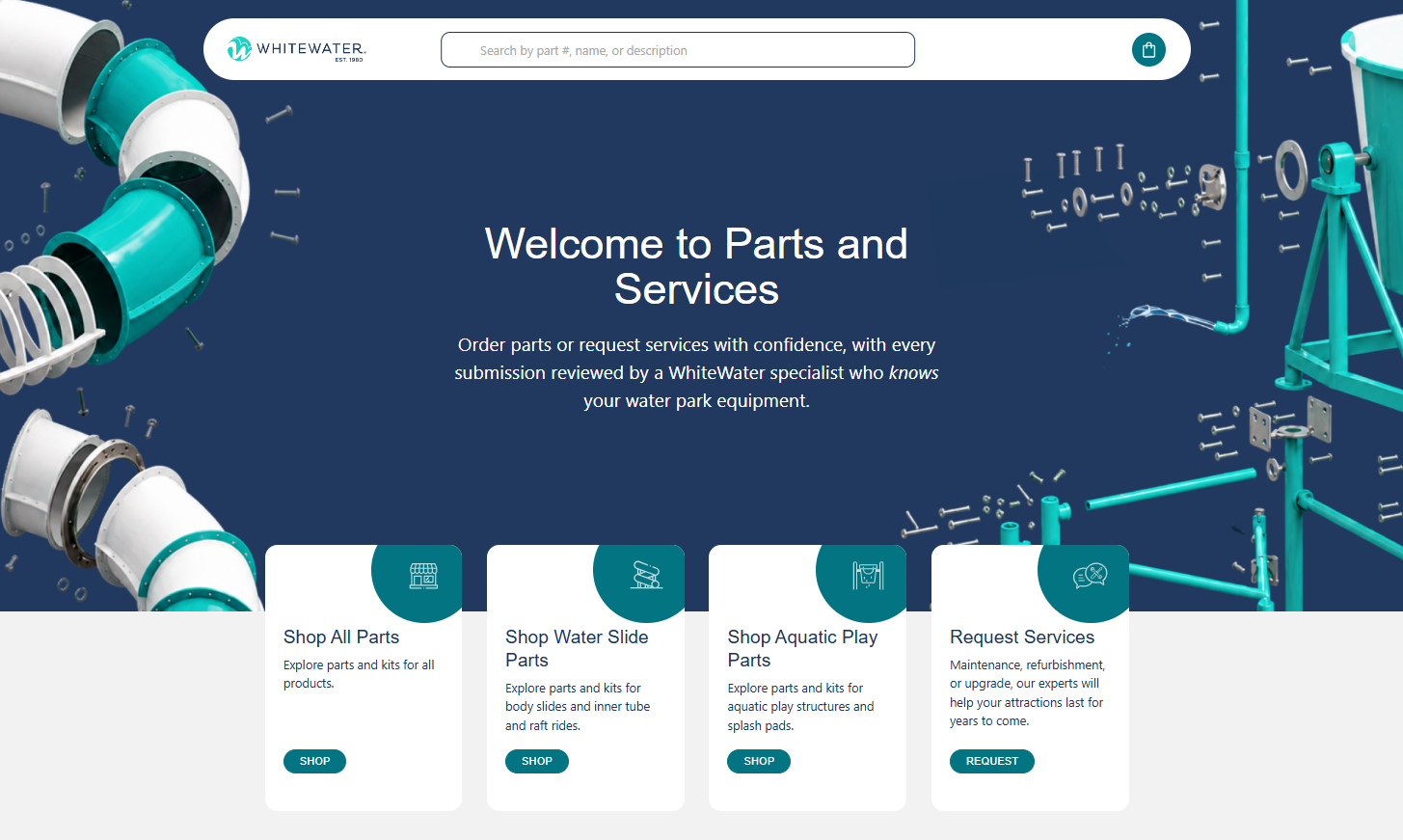 screenshot of parts website