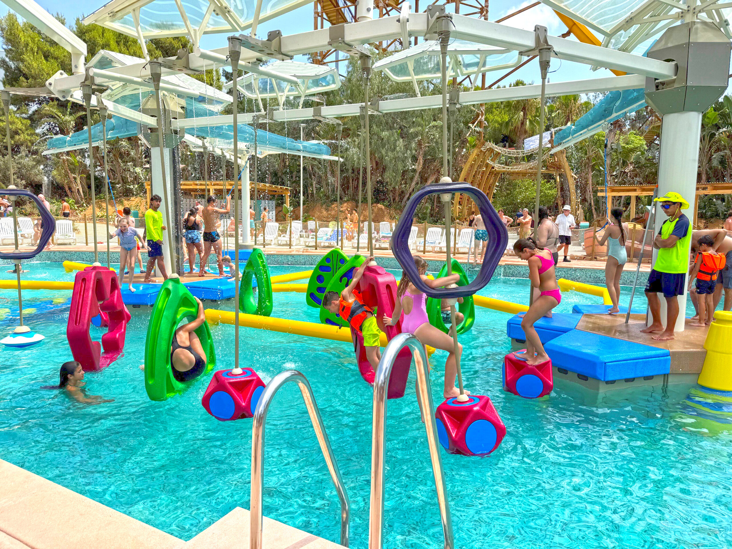 Obstacle course over a pool