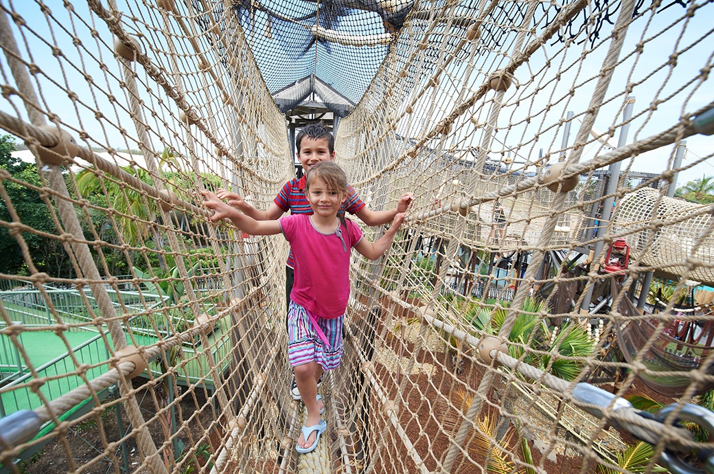 Kids having fun at an Adventure Trail by WhiteWater West - Sea World, Gold Coast, Australia