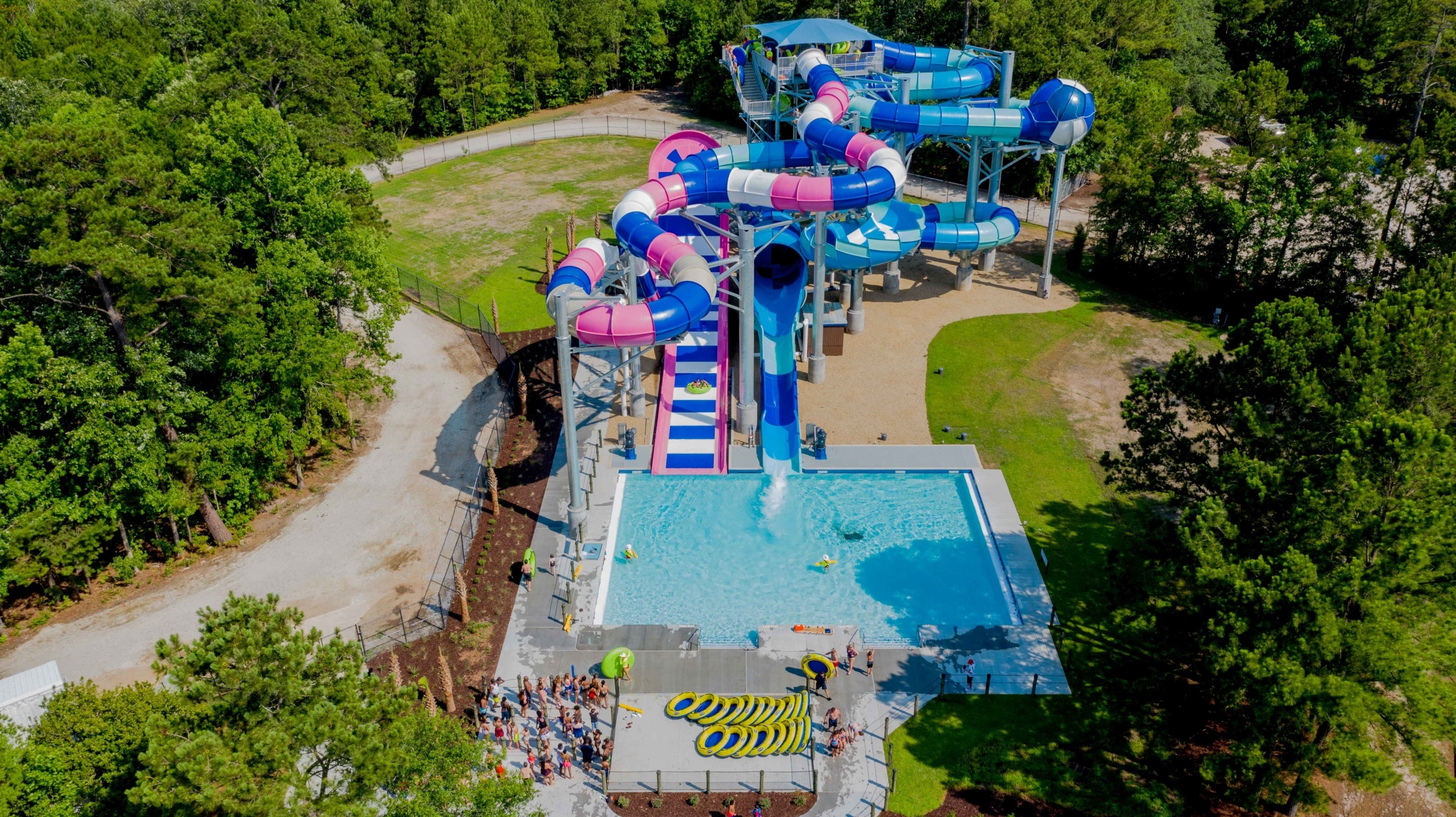 Boomerango, AquaSphere + Tailspin + Rattler Fusion, Whirlin' Waters Adventure Waterpark, North Charleston, USA