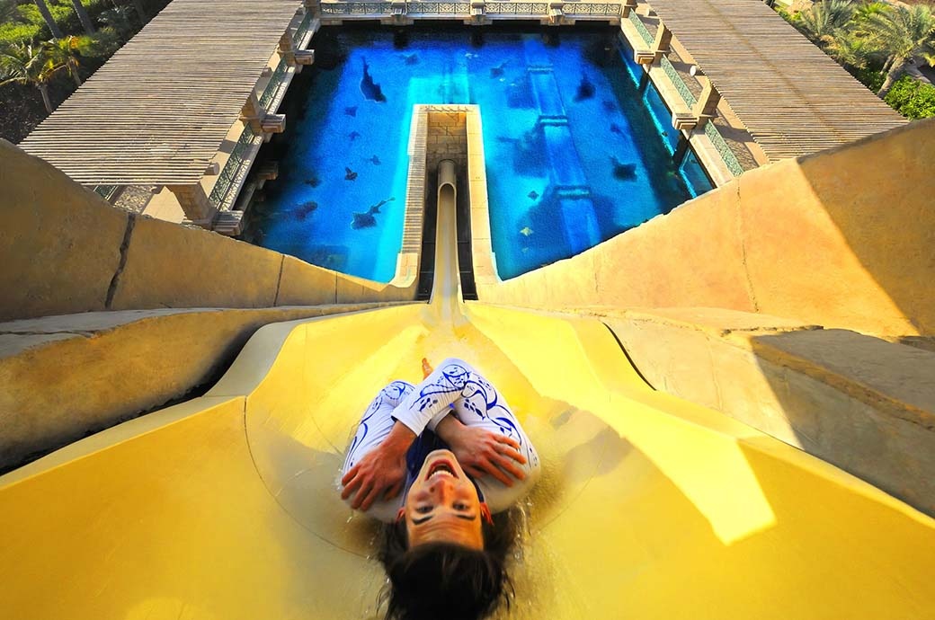 Best and most fun Freefall Water Slide by WhiteWater West, Aquaventure Water Park, Atlantis The Palm, Dubai, UAE