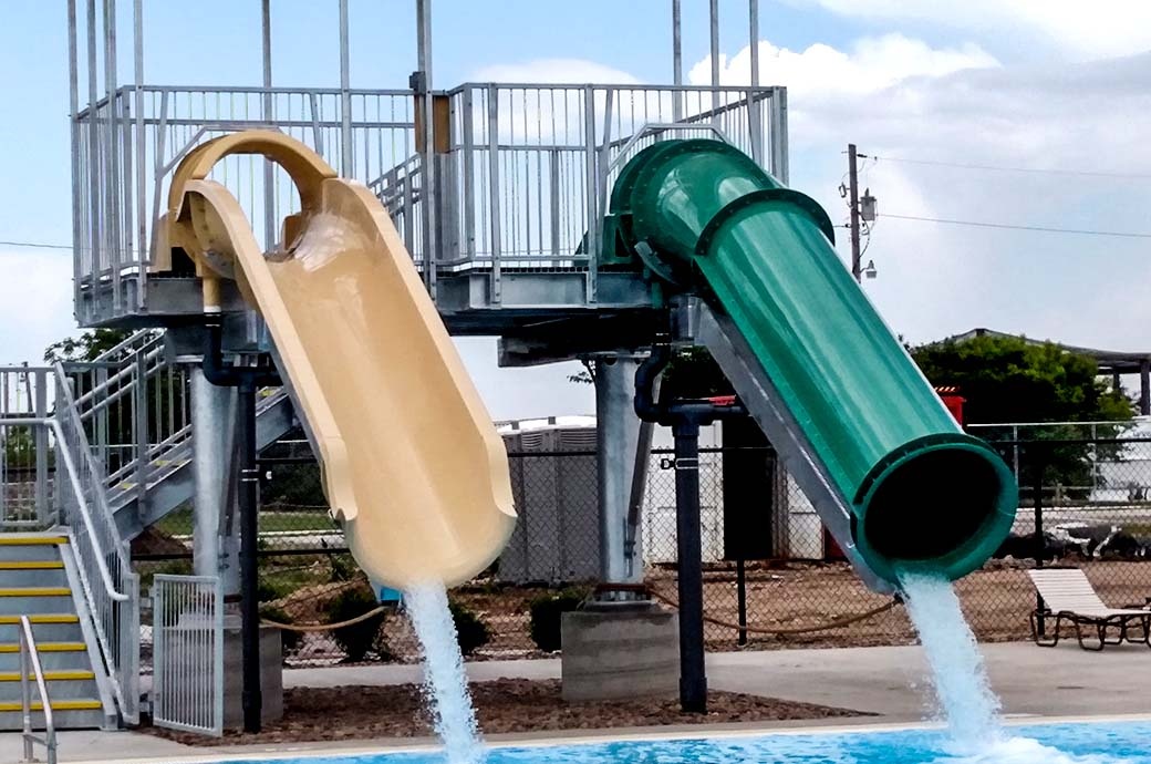 Drop Slides Long Branch Lagoon, KS, USA