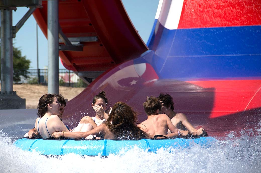 Boomerango Water Slide at Typhoon Texas Waterpark, TX, USA