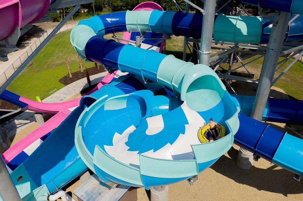 AquaSphere + Tailspin + Rattler Fusion, Whirlin' Waters Adventure Waterpark, North Charleston, USA