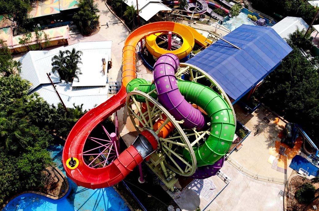 Slide Wheel World's First Rotating Water Slide Overhead view Chimelong Water Park China