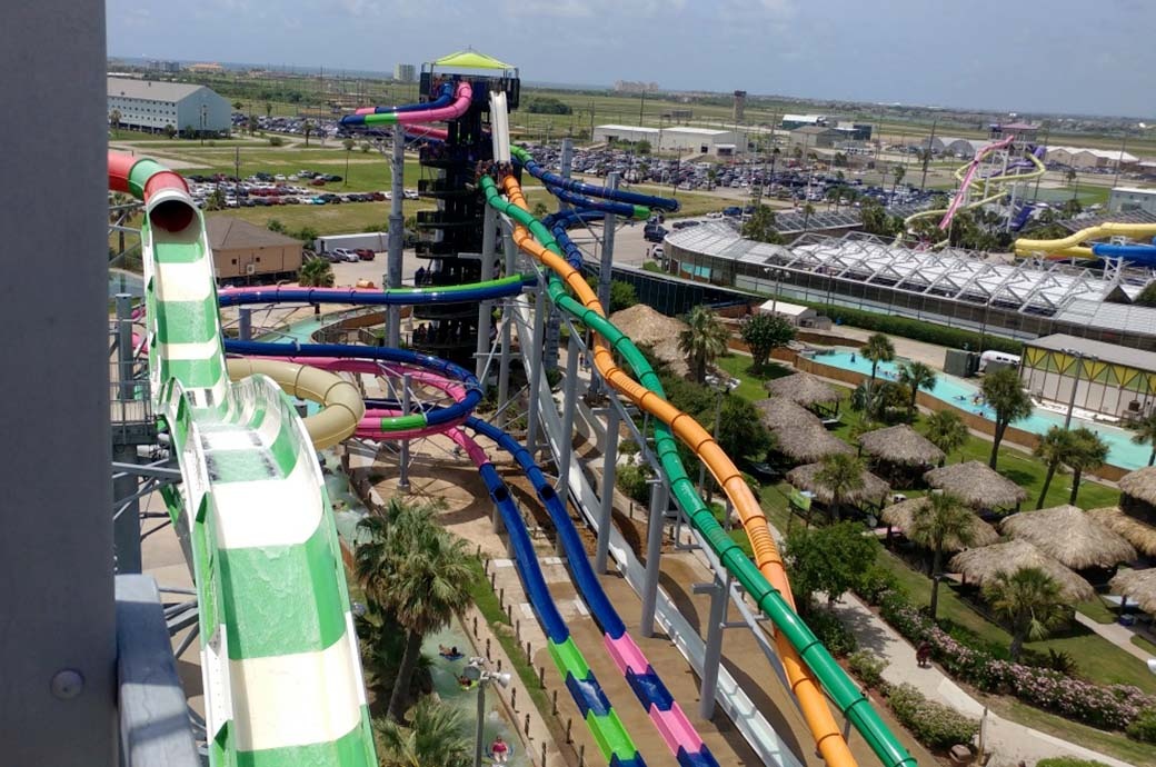 Best and Most Fun Head Rush Mat Ride Racing Water Slide by WhiteWater West, Schlitterbahn Galveston, TX, USA