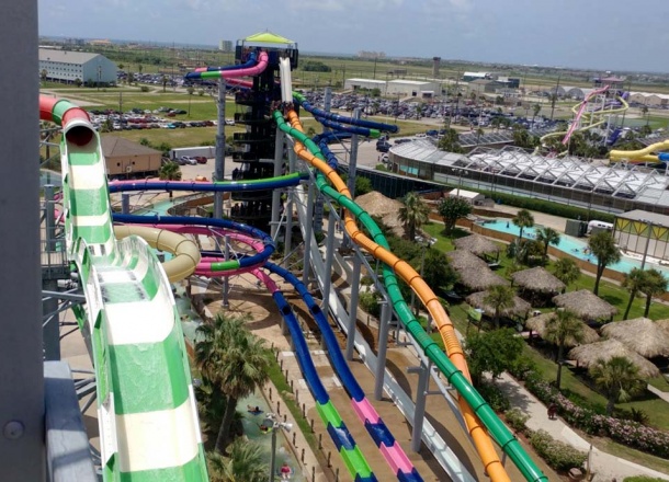 Best and Most Fun Head Rush Mat Ride Racing Water Slide by WhiteWater West, Schlitterbahn Galveston, TX, USA