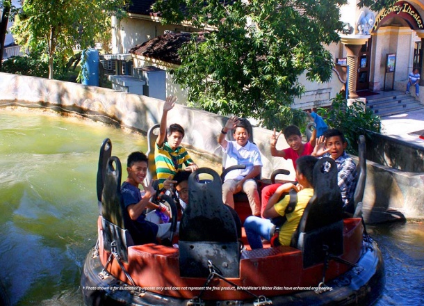 Kids having fun at the River Raft Ride - best Water Ride by WhiteWater West - Enchanted Kingdom, Philippines