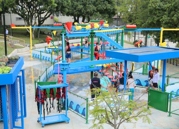 AquaCourse Harnessed Water Play Structure Manufacturer Comfama, Medellin, Colombia