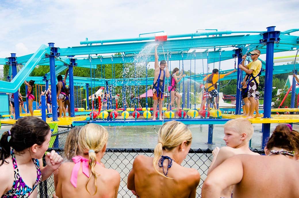 AquaCourse Harnessed Water Play Structure Manufacturer Alabama Splash Adventure, AL, USA